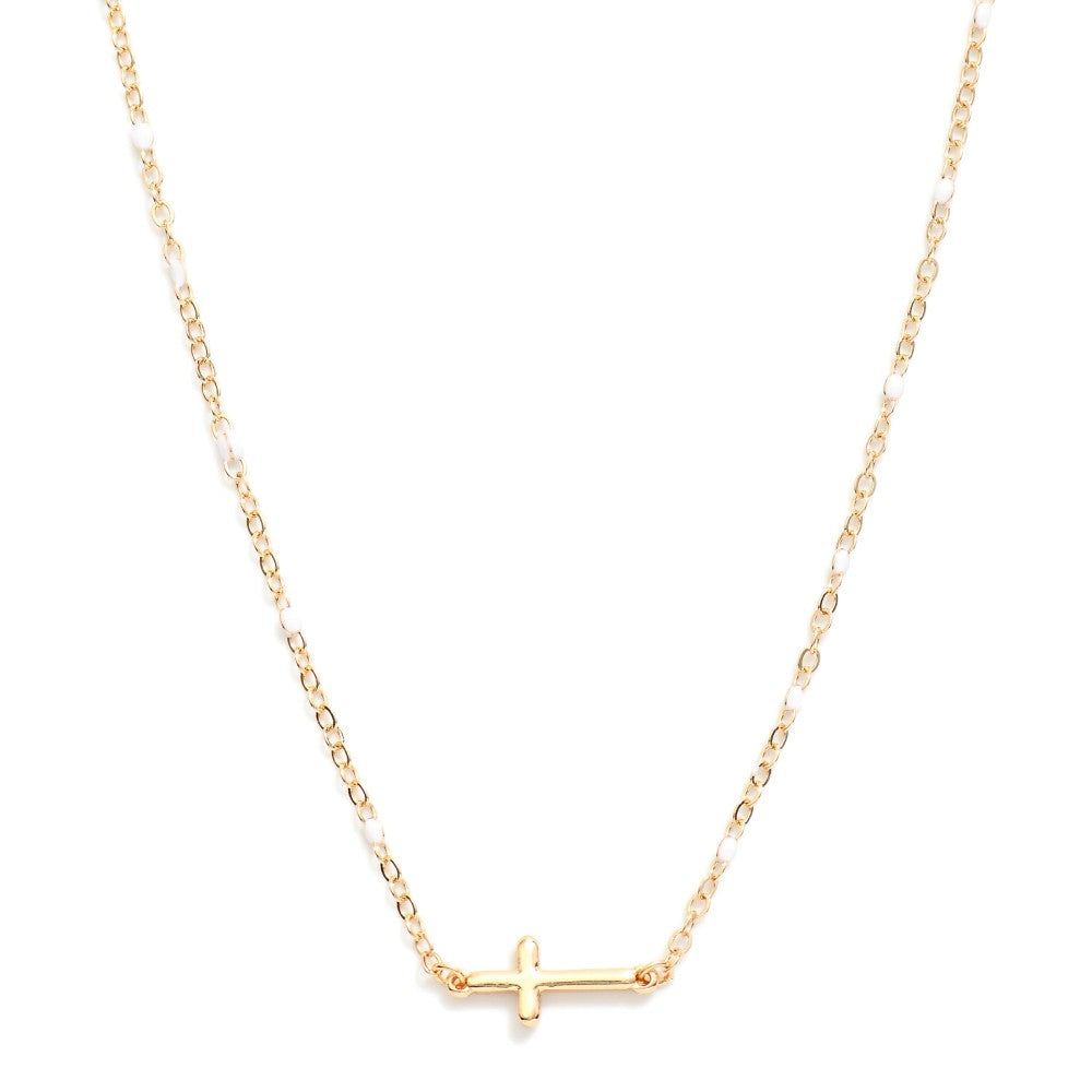 Worthy Of It All White Cross Necklace