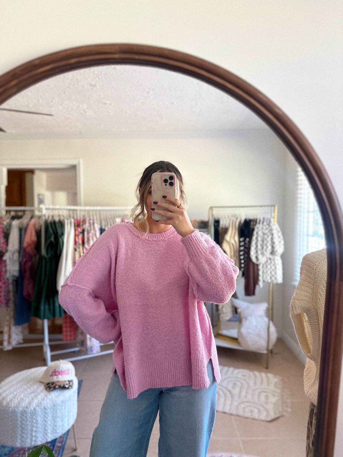 Oversized + Colorful Light Pink Sweater