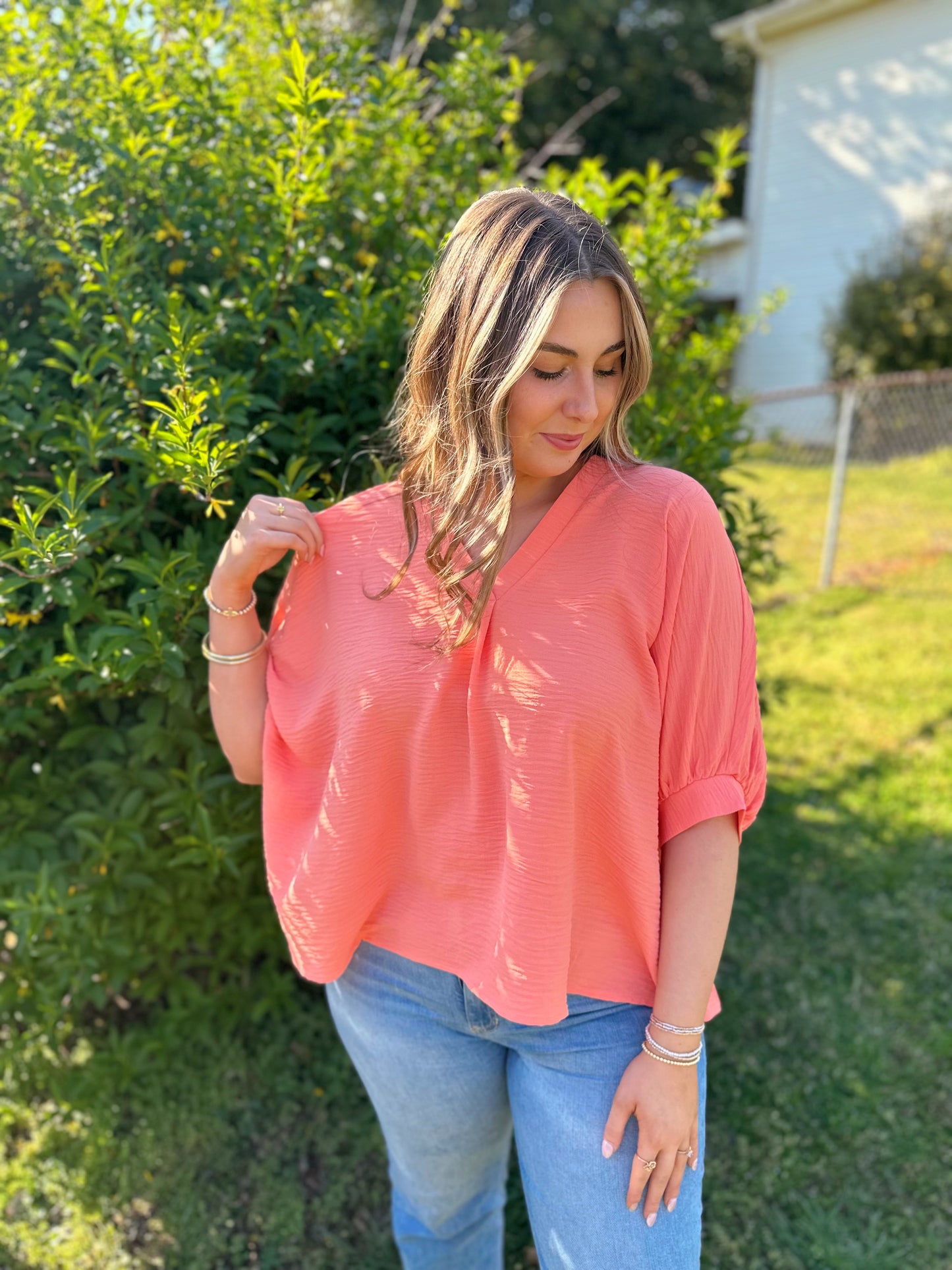 Spring Invite Coral Blouse