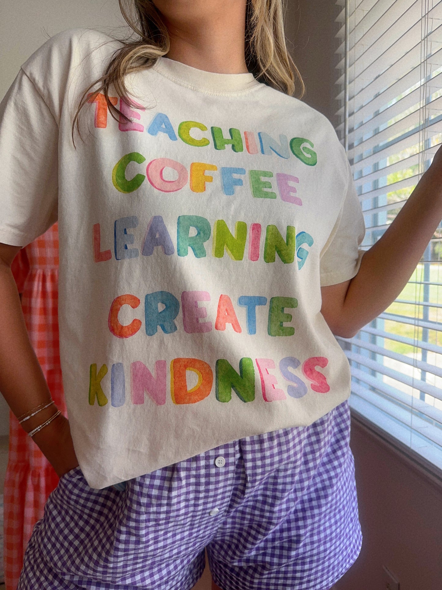 Teaching, Coffee, Learning, Create, Kindness Comfort Colors Tee