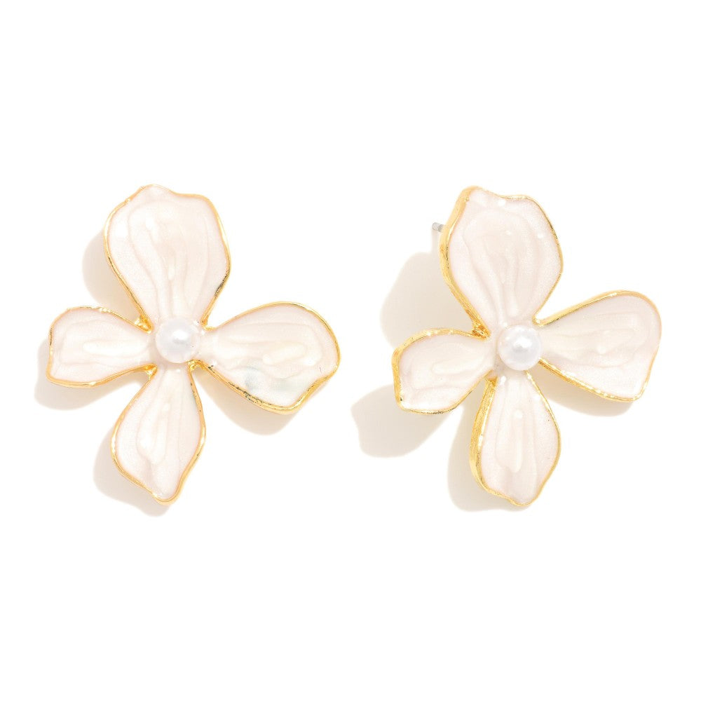 Garden Party White Stud Earrings