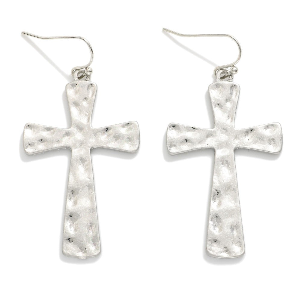 Sunday Morning Silver Cross Earrings