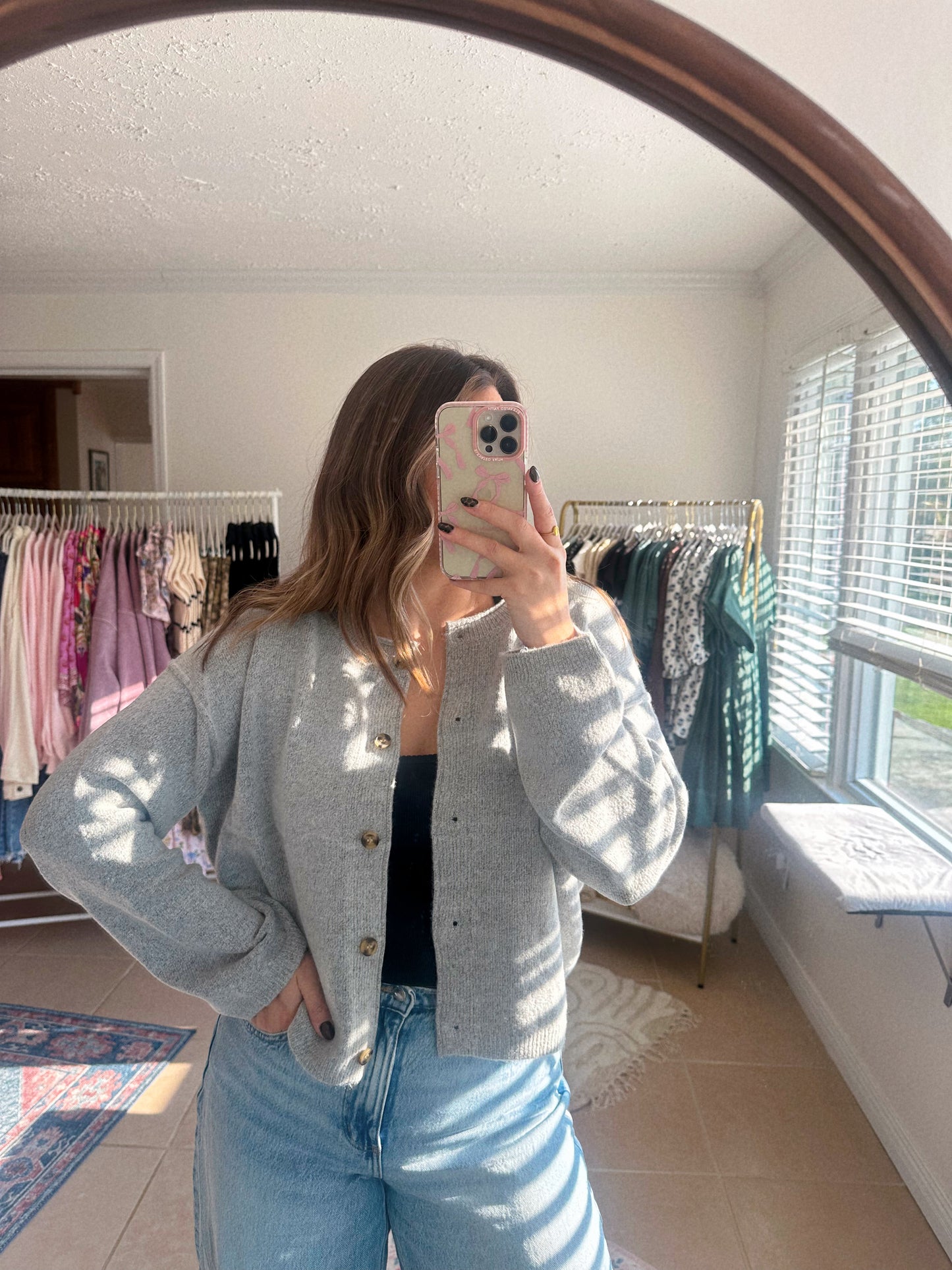 The Heather Haze Button Down Gray Cardigan Sweater