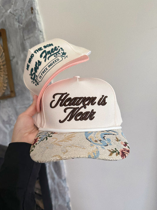 Heaven Is Near Floral Trucker Hat