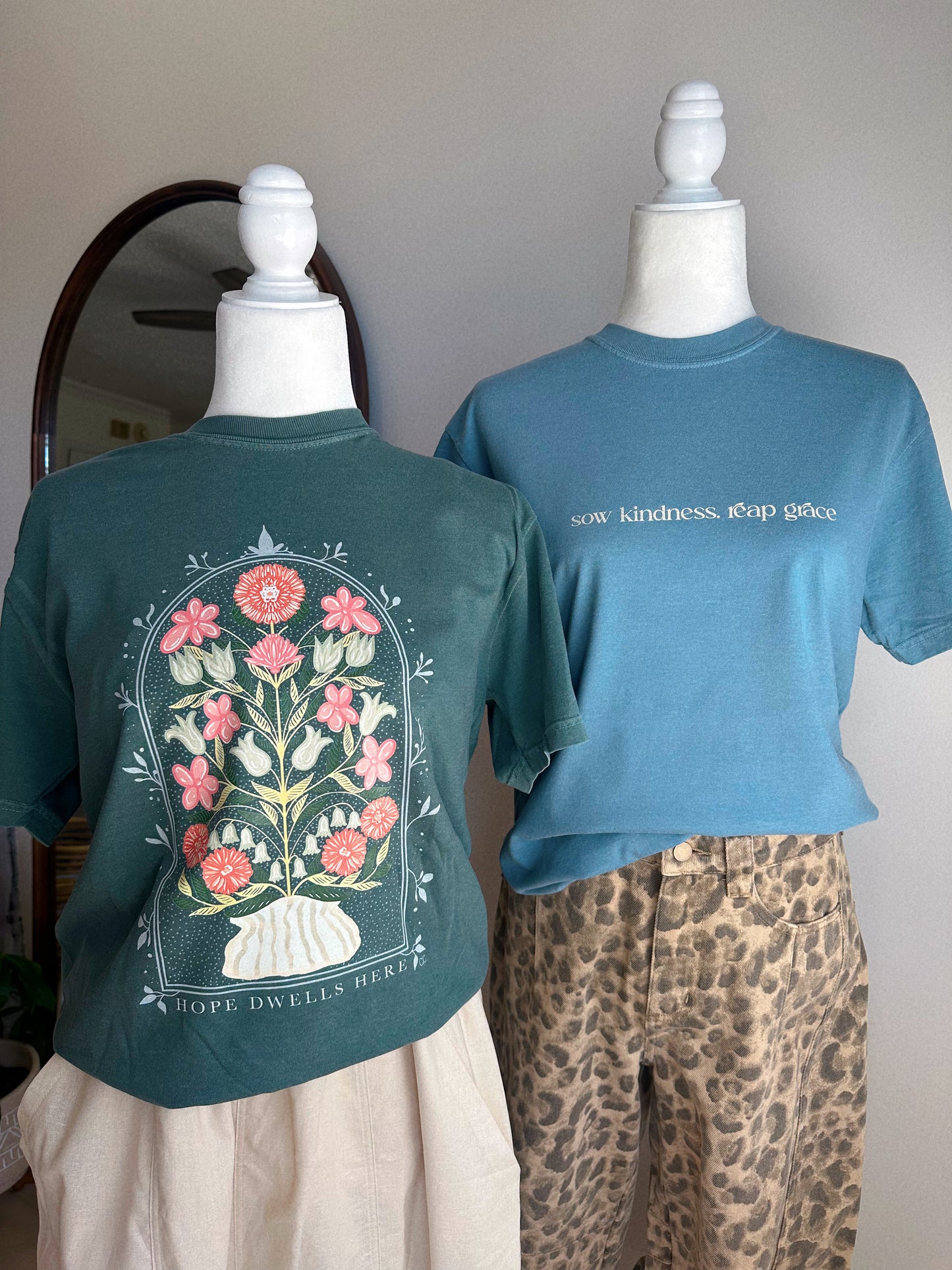 RESTOCK Hope Dwells Here Olive Graphic Comfort Color Tee