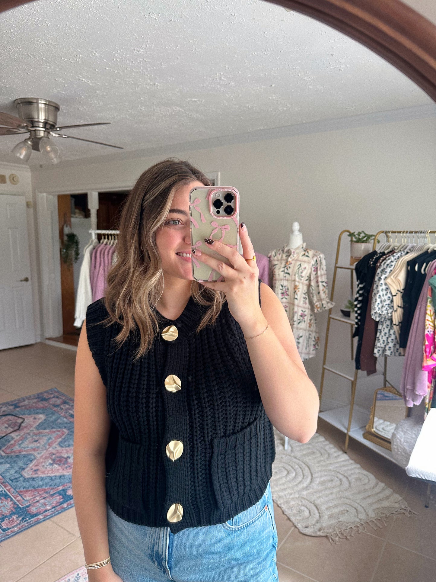 Plan To Make A Statement Chunky Black Knit Sweater Vest