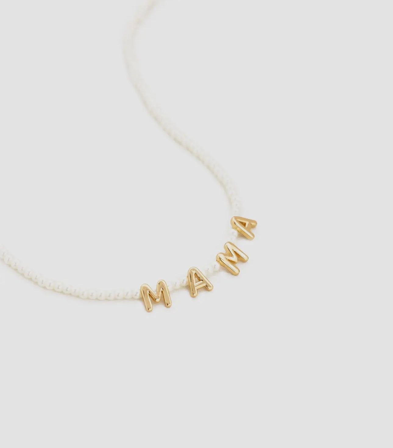 Mama Pearl + Bubble Letter Necklace