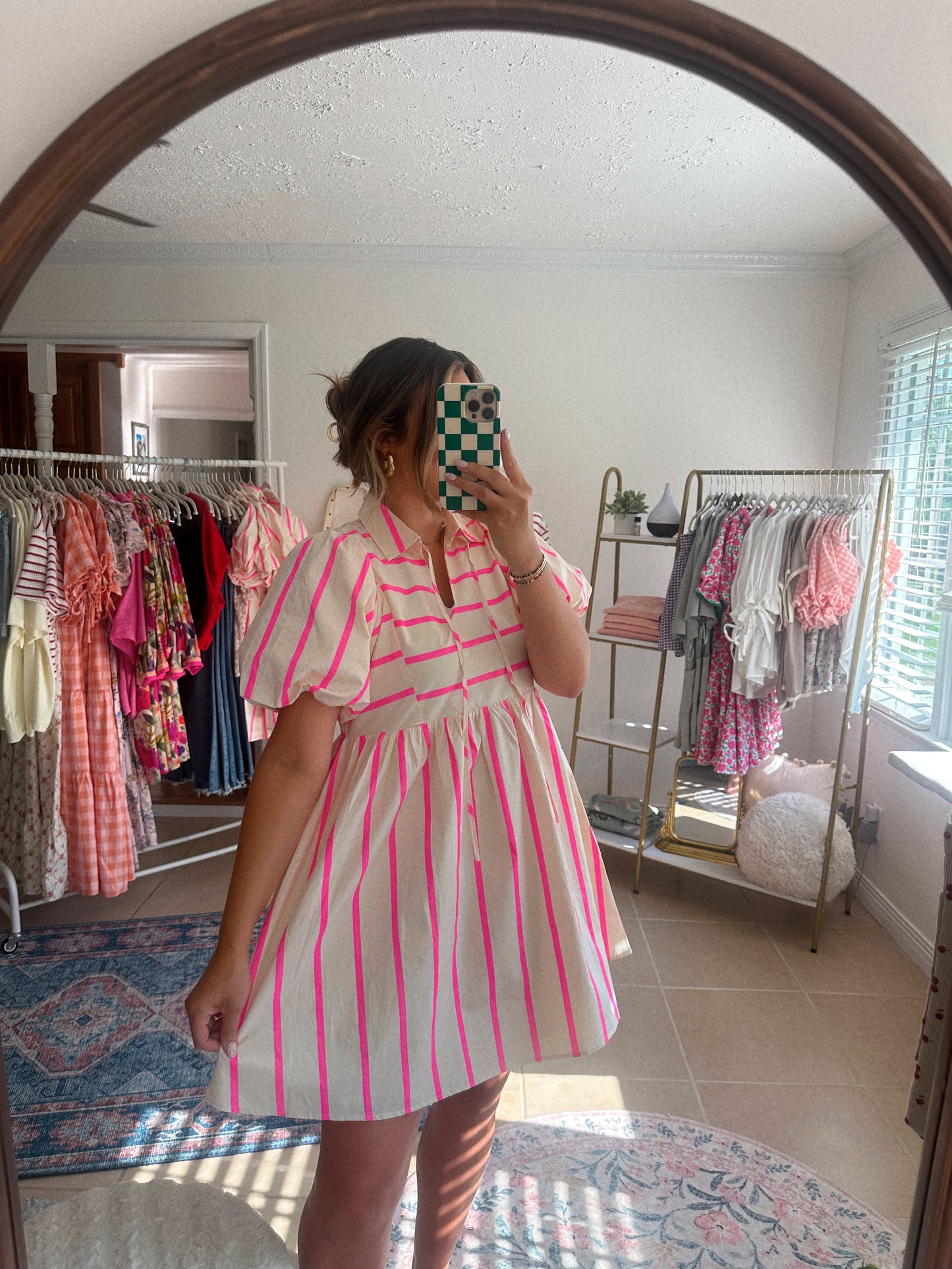 Strolling Through Seaside Striped Mini Dress