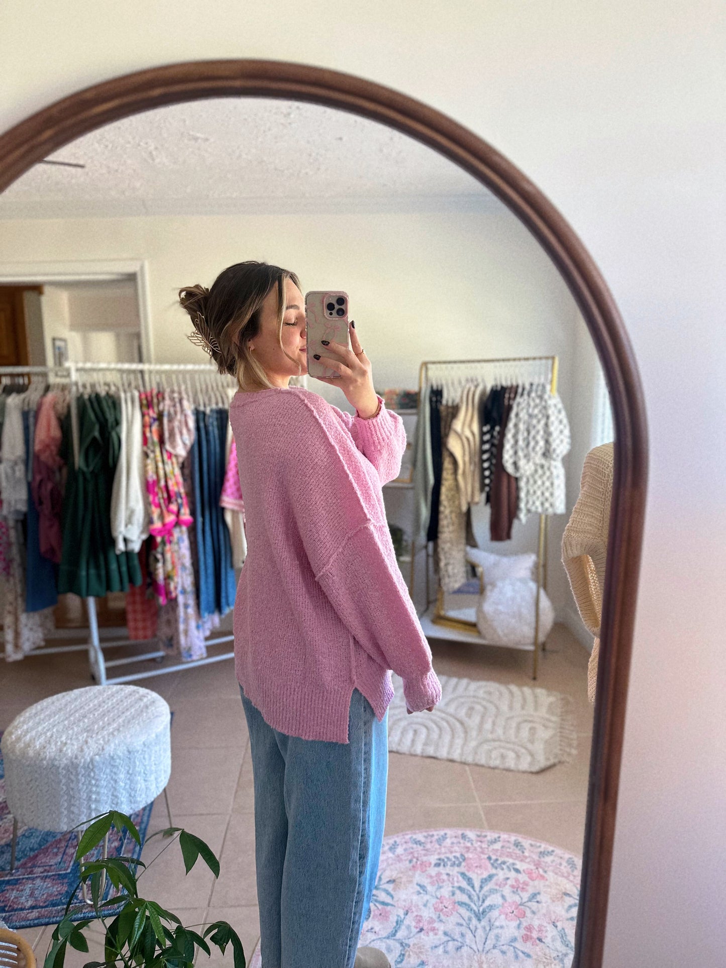 Oversized + Colorful Light Pink Sweater