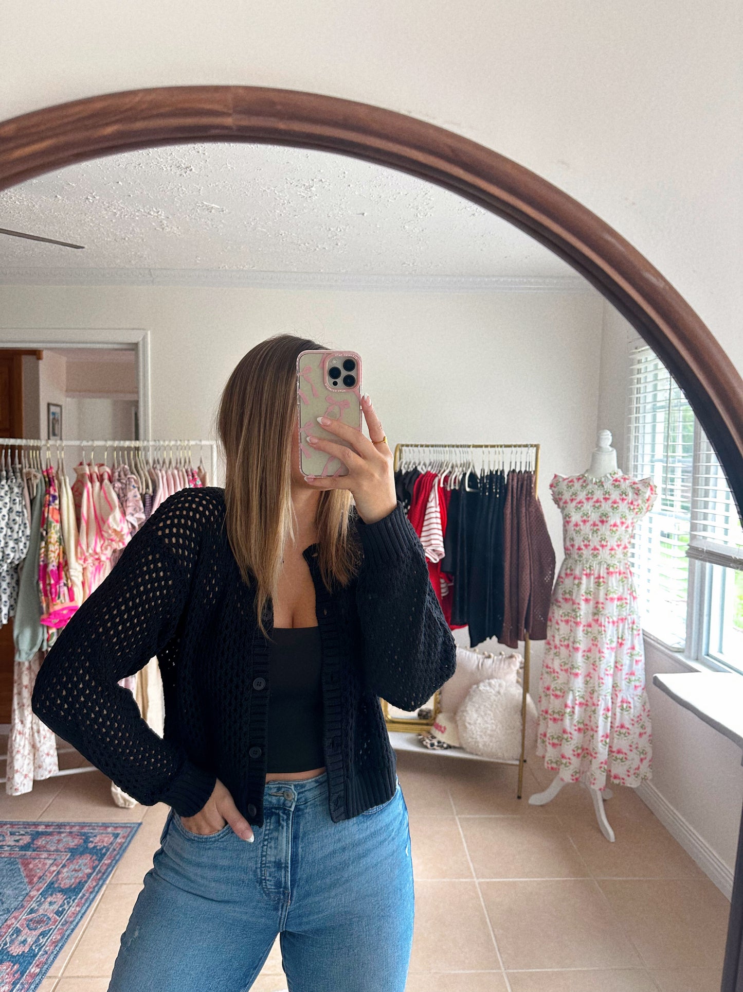 Layered & Lovely Crochet Cardigan - Black