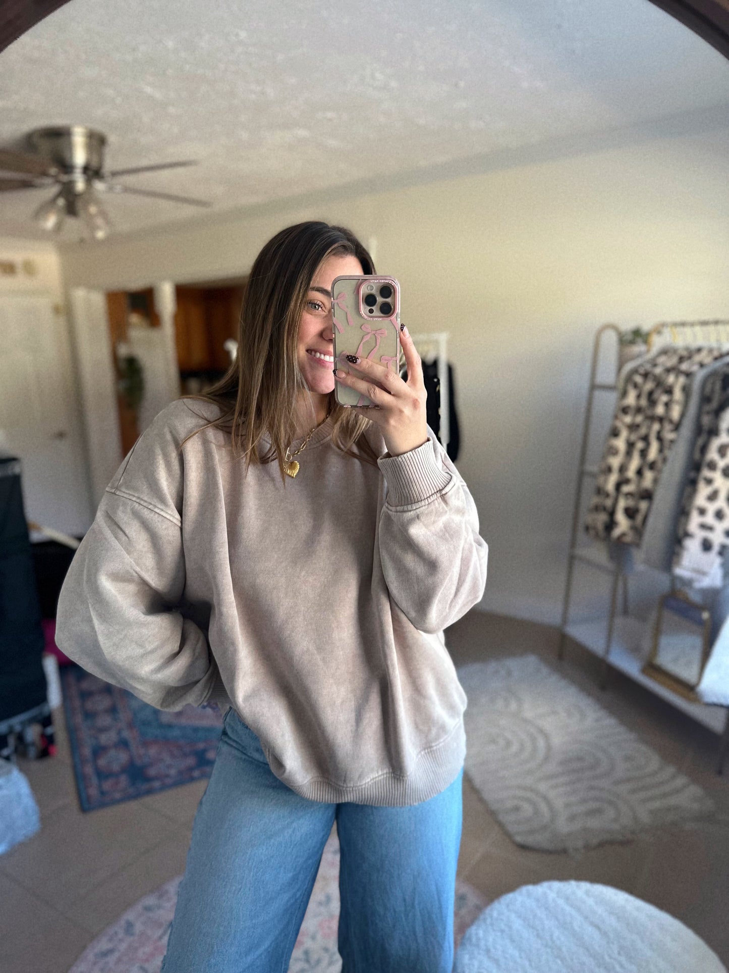 Curvy Neutral Moment Oversized Ash Mocha Sweatshirt