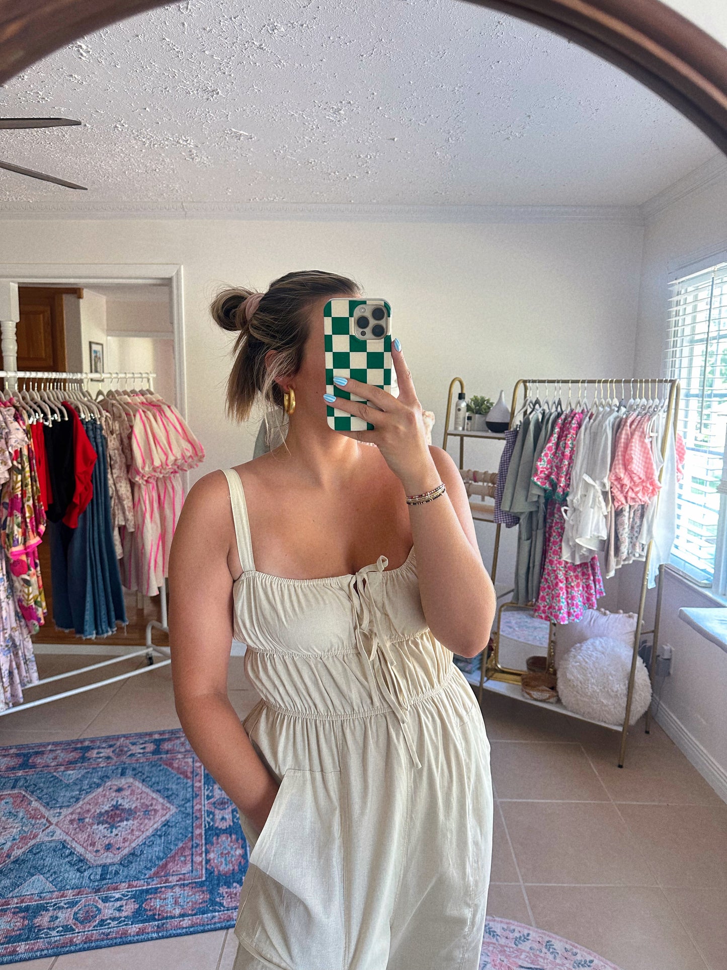 The Linen Hour Oatmeal Jumpsuit
