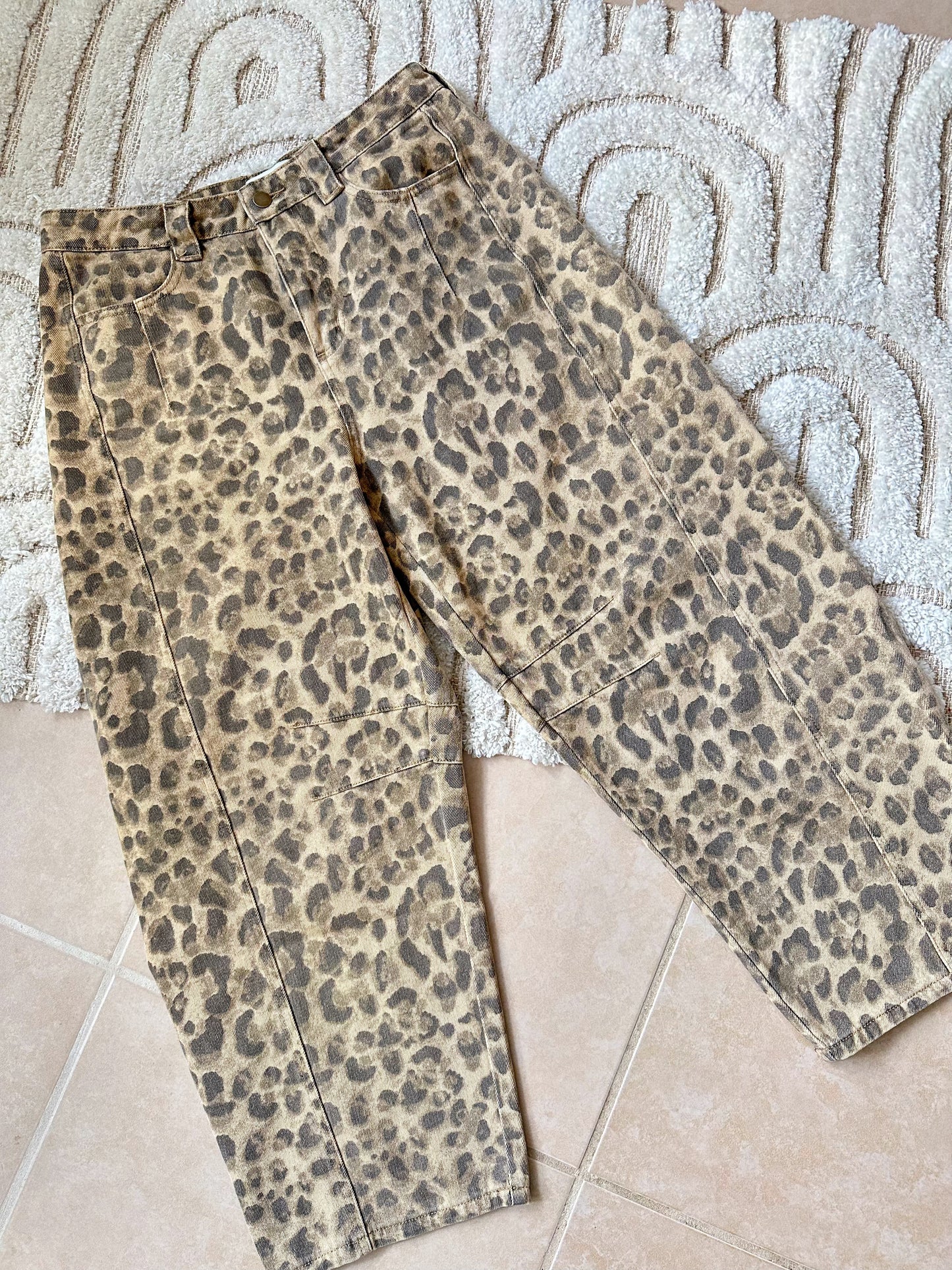 On Trend Leopard Print Barrel Pants