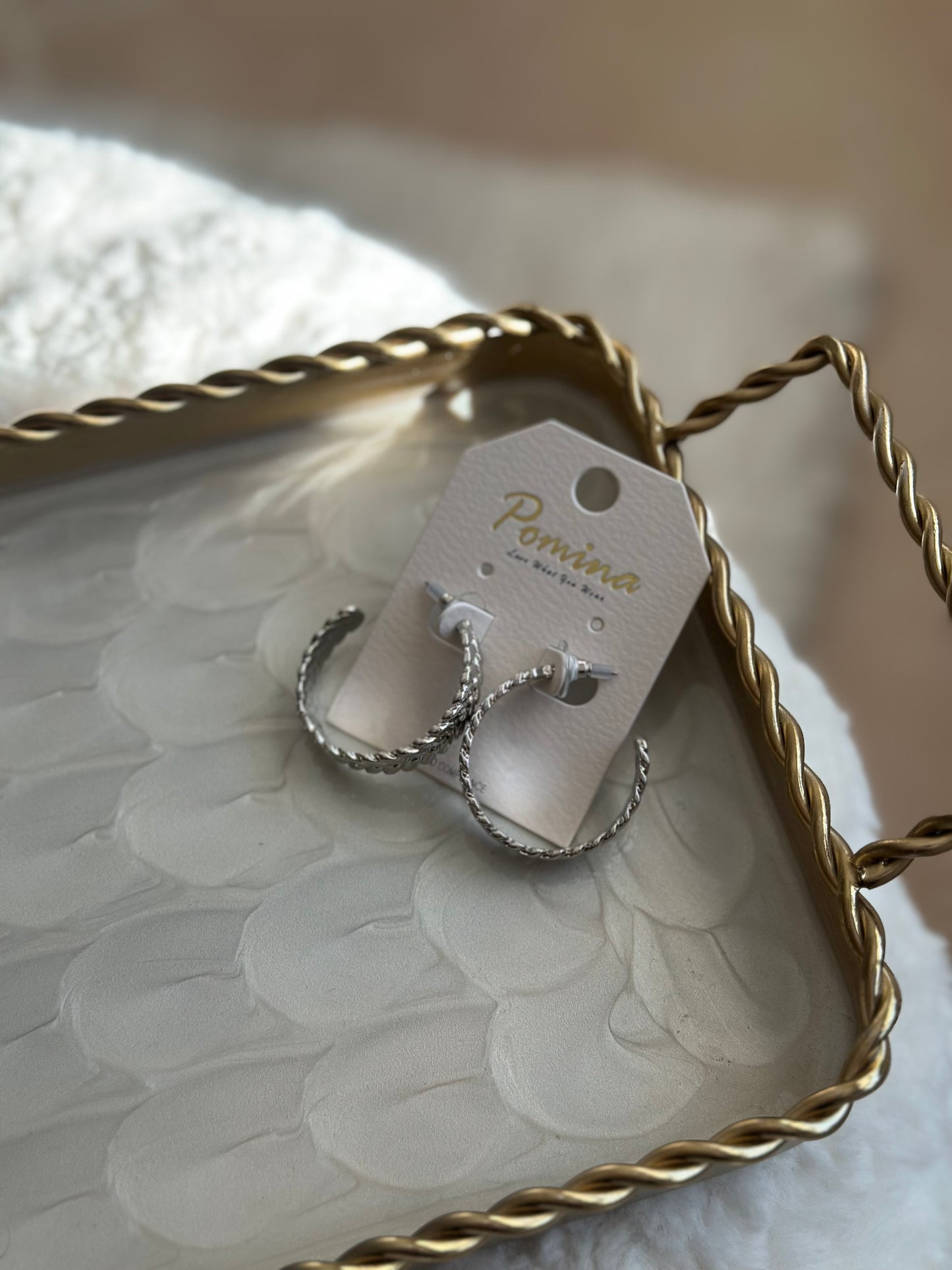 Silver Braided Hoop Earrings