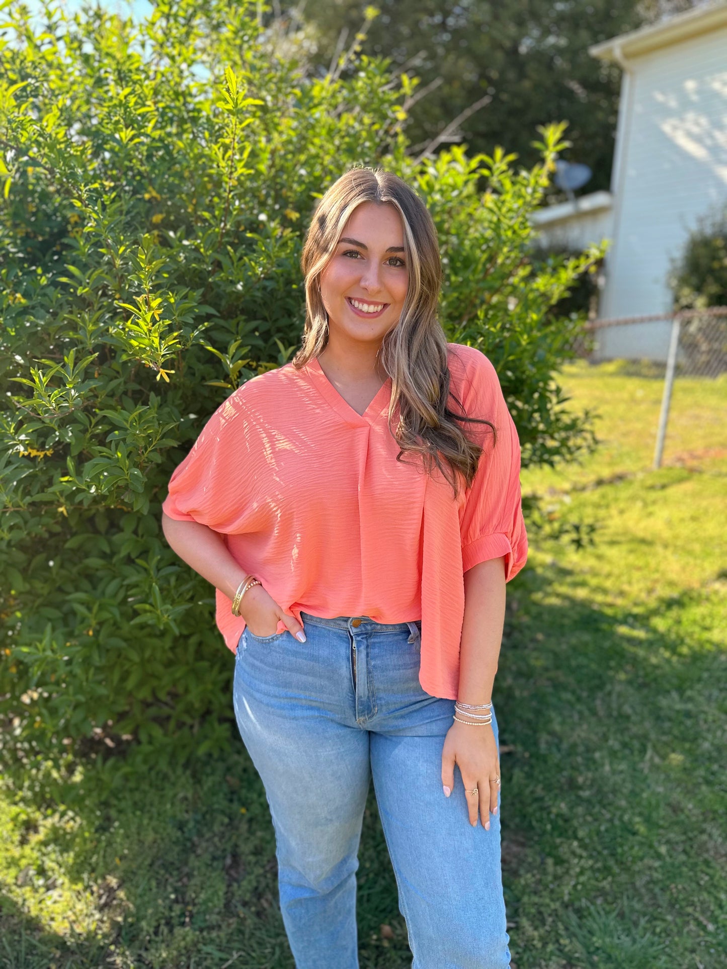 Spring Invite Coral Blouse