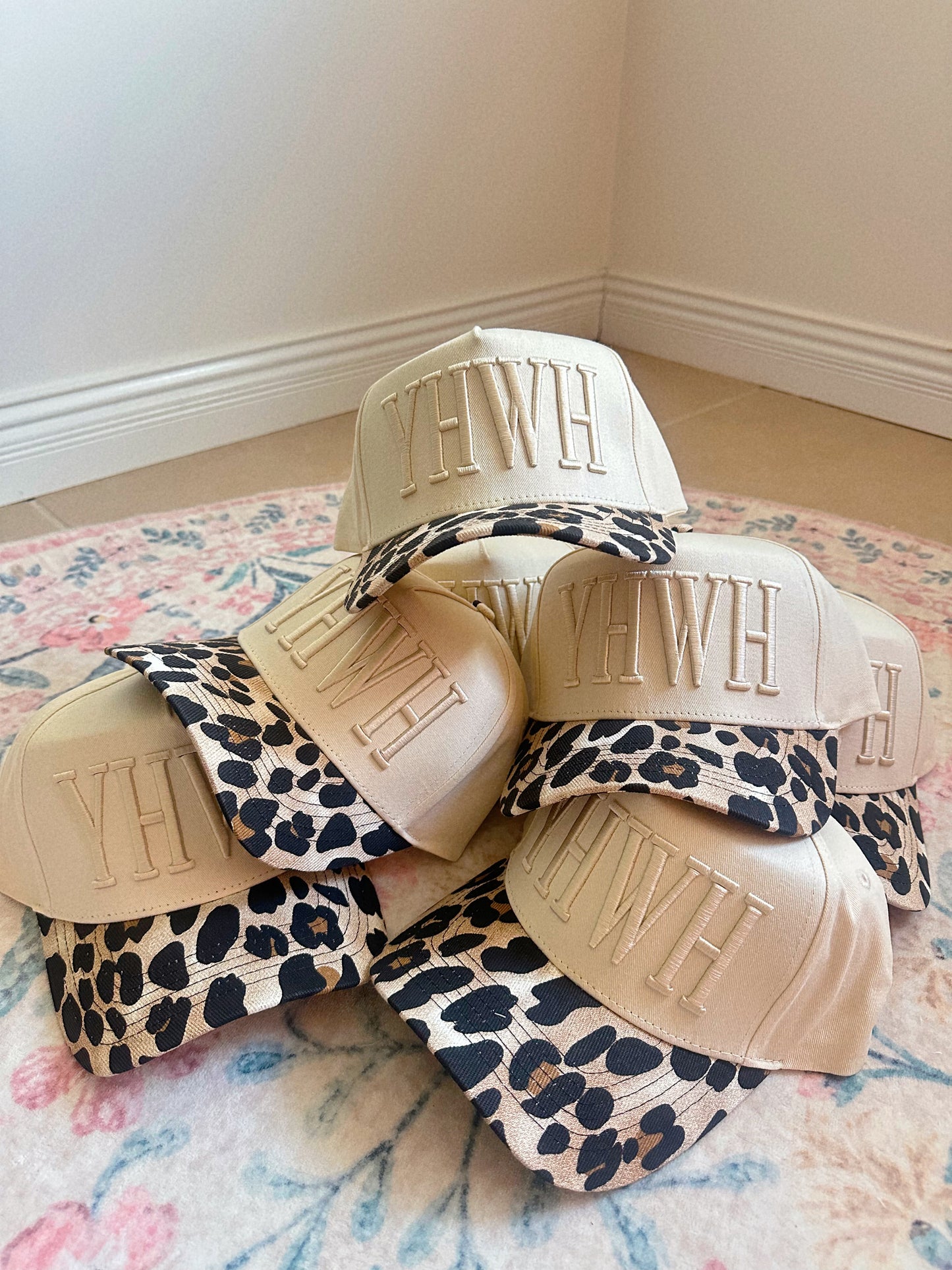 Adorable In Leopard YHWH Puff Lettering Trucker Hat