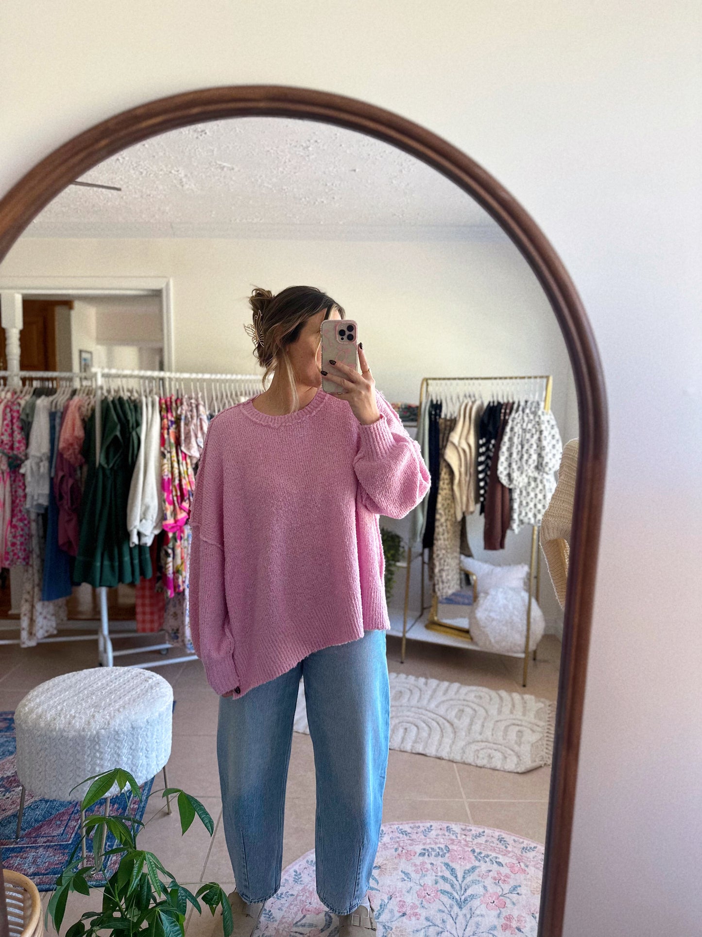 Oversized + Colorful Light Pink Sweater