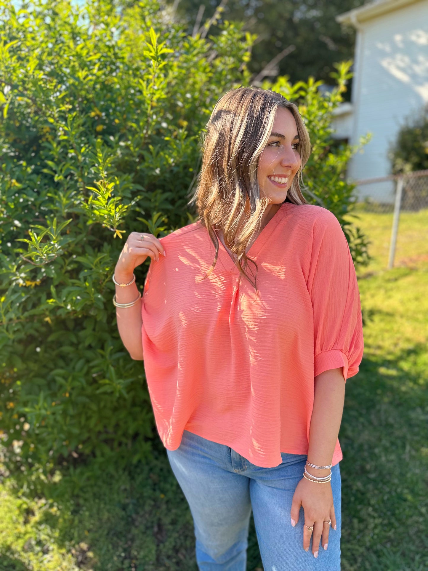 Spring Invite Coral Blouse