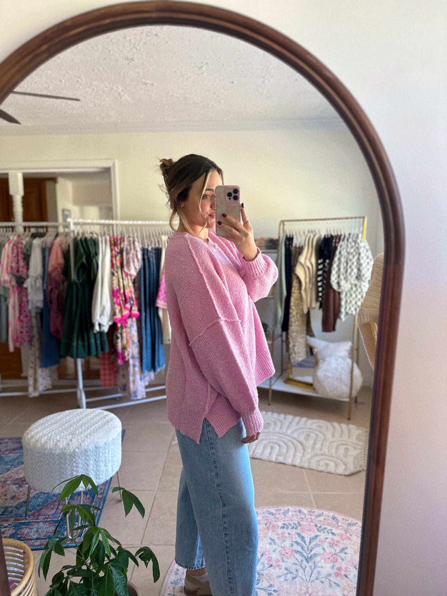 Oversized + Colorful Light Pink Sweater
