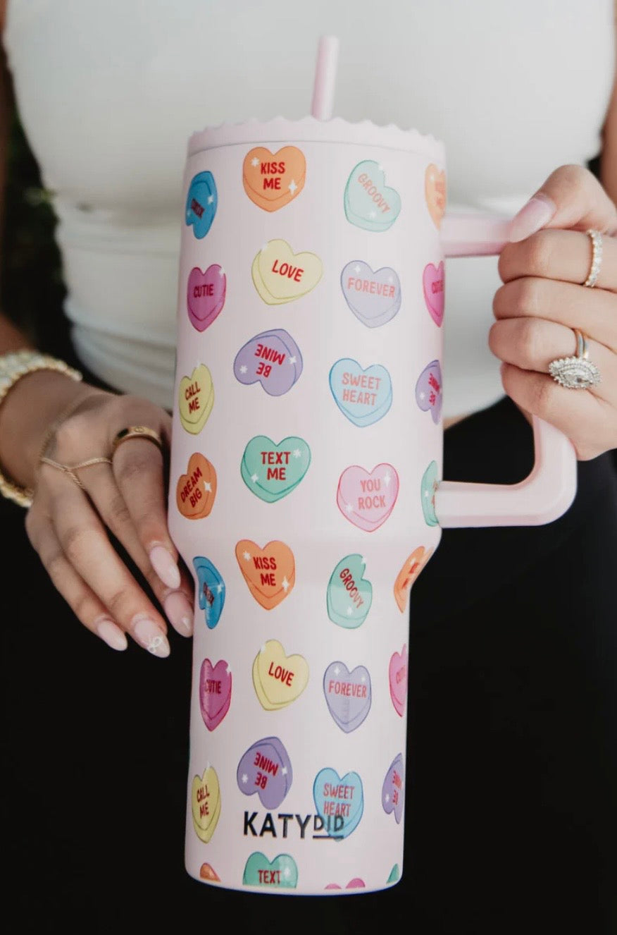 Candy Hearts Crush Pink Tumbler