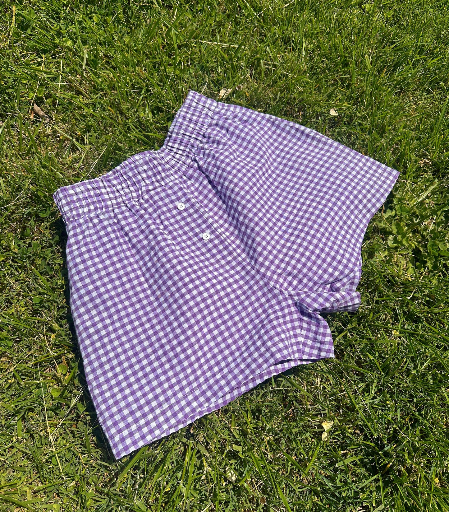 Dreamy Lavender Gingham Boxer Shorts - SALE