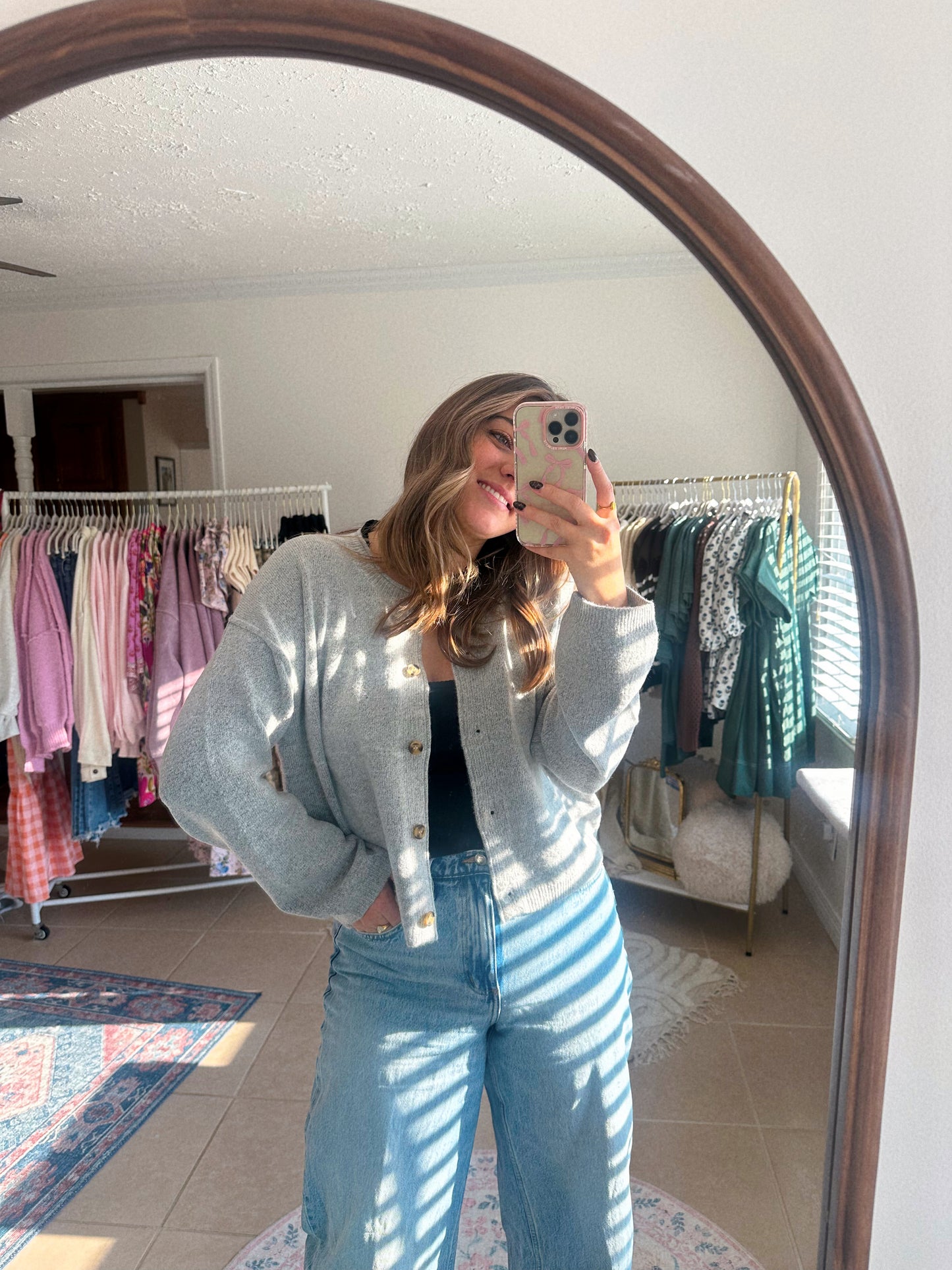 The Heather Haze Button Down Gray Cardigan Sweater