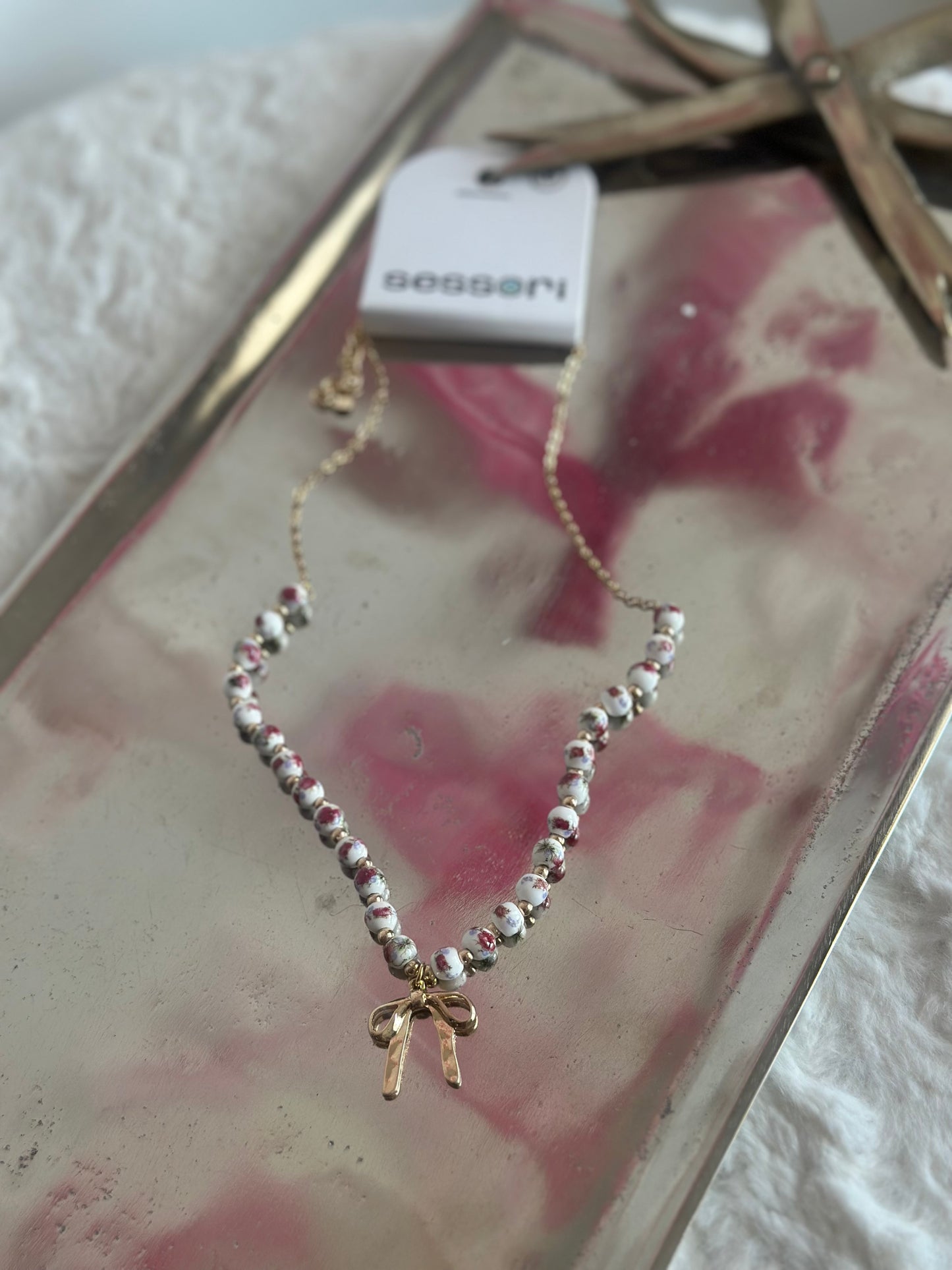 Coquette Bow Daydream Beaded Necklace