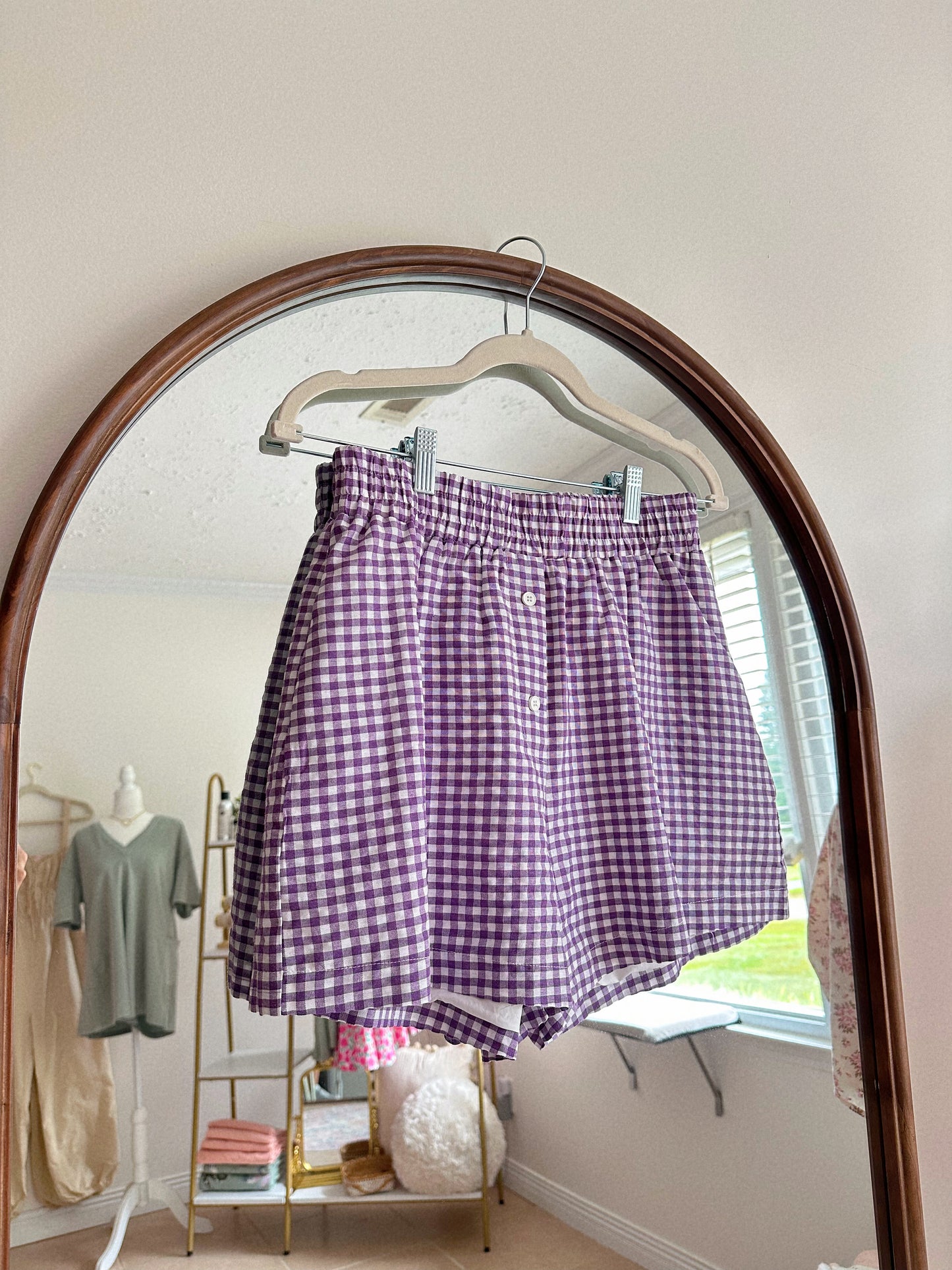 Dreamy Lavender Gingham Boxer Shorts - SALE