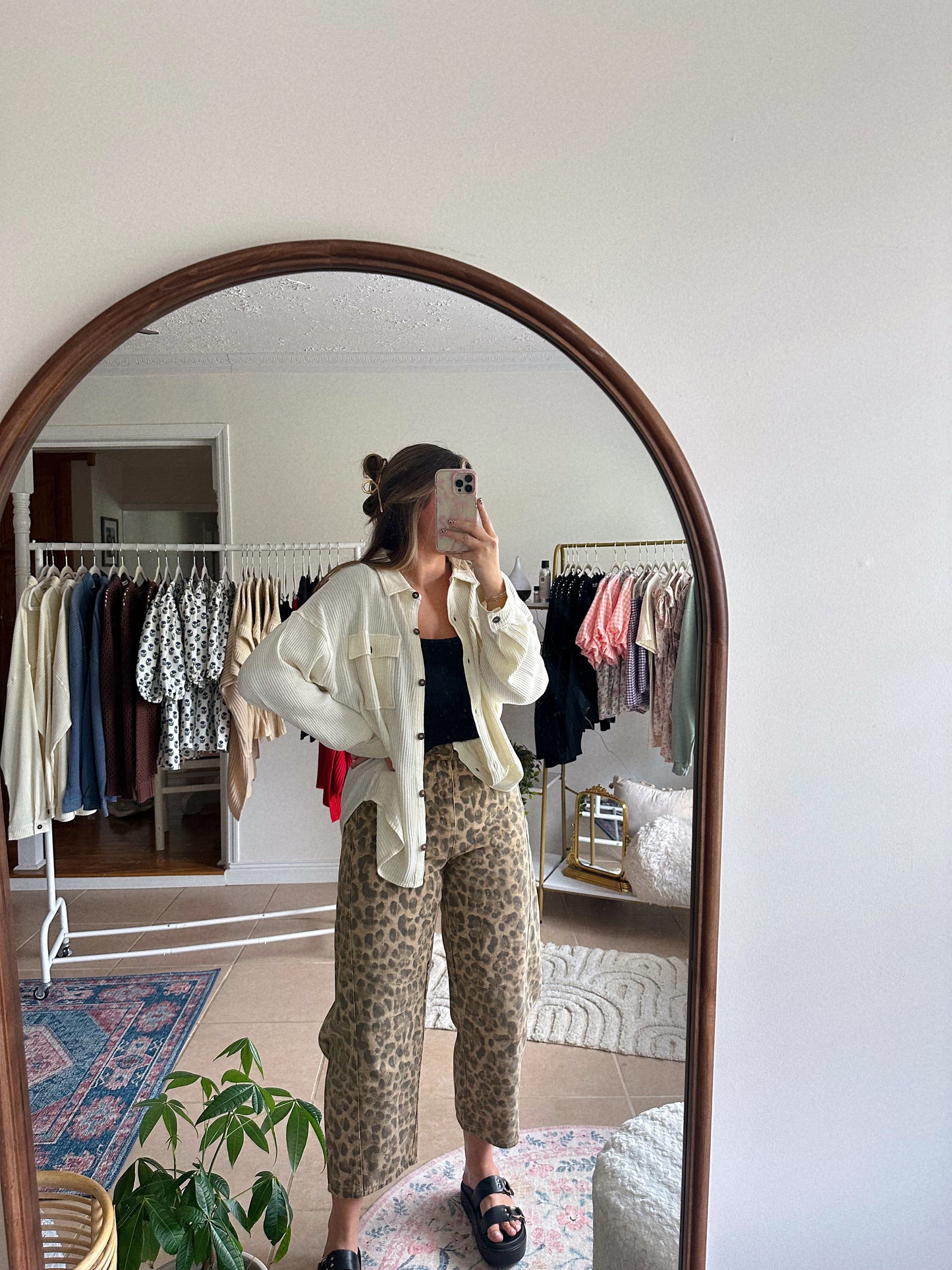 On Trend Leopard Print Barrel Pants