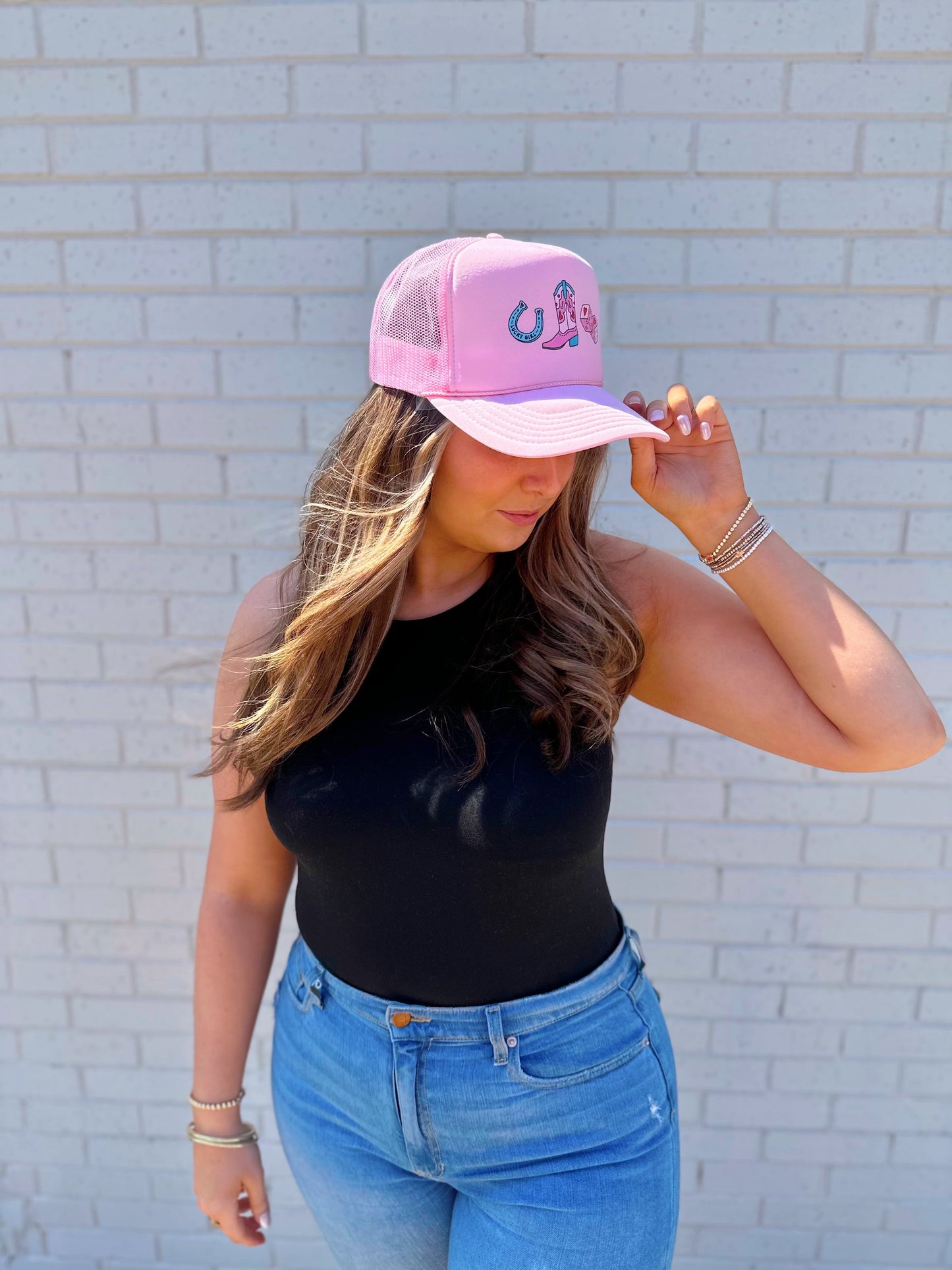 Cowgirl State Of Mind Pink Foam Trucker Hat