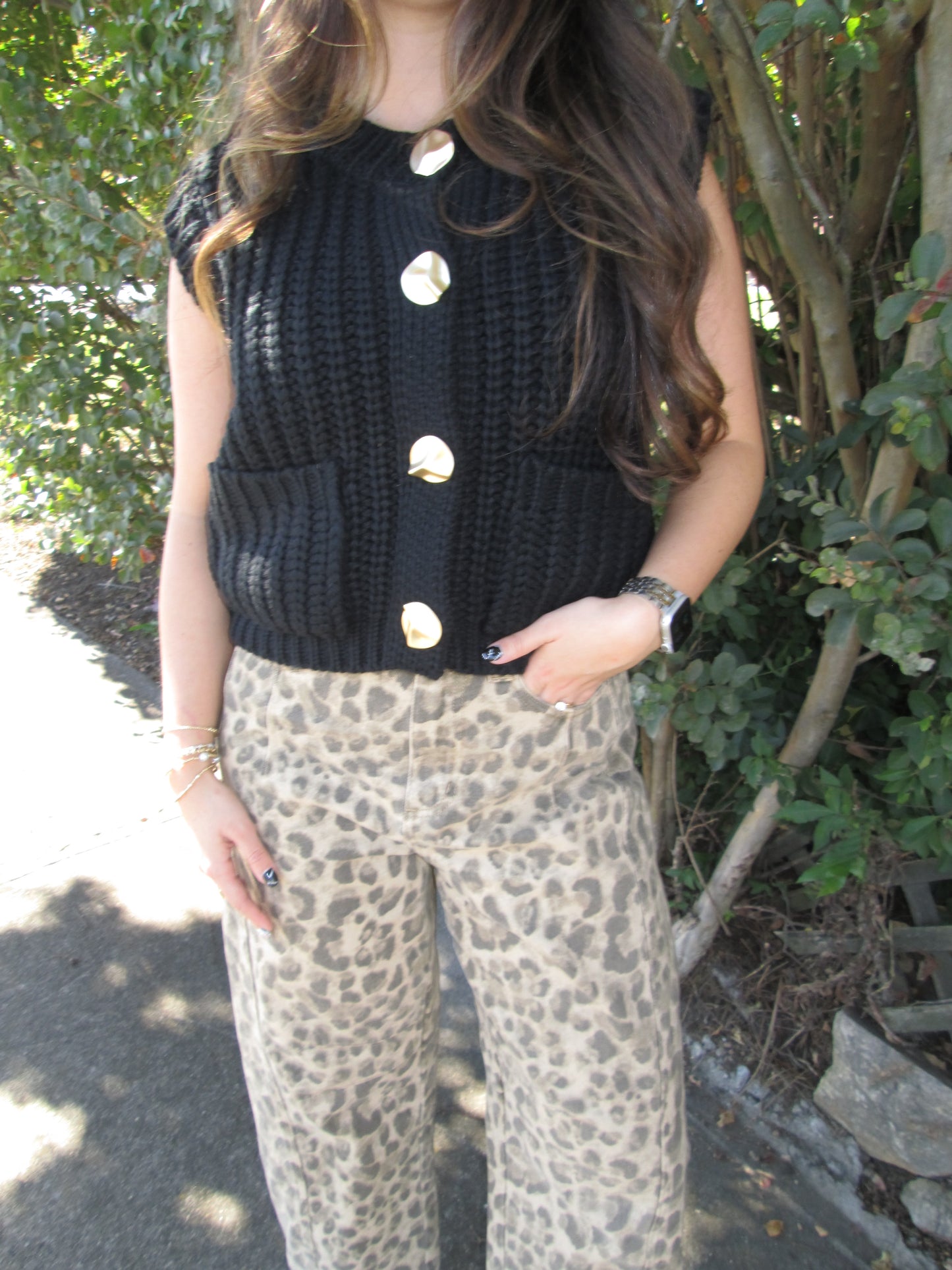Plan To Make A Statement Chunky Black Knit Sweater Vest LAST CHANCE