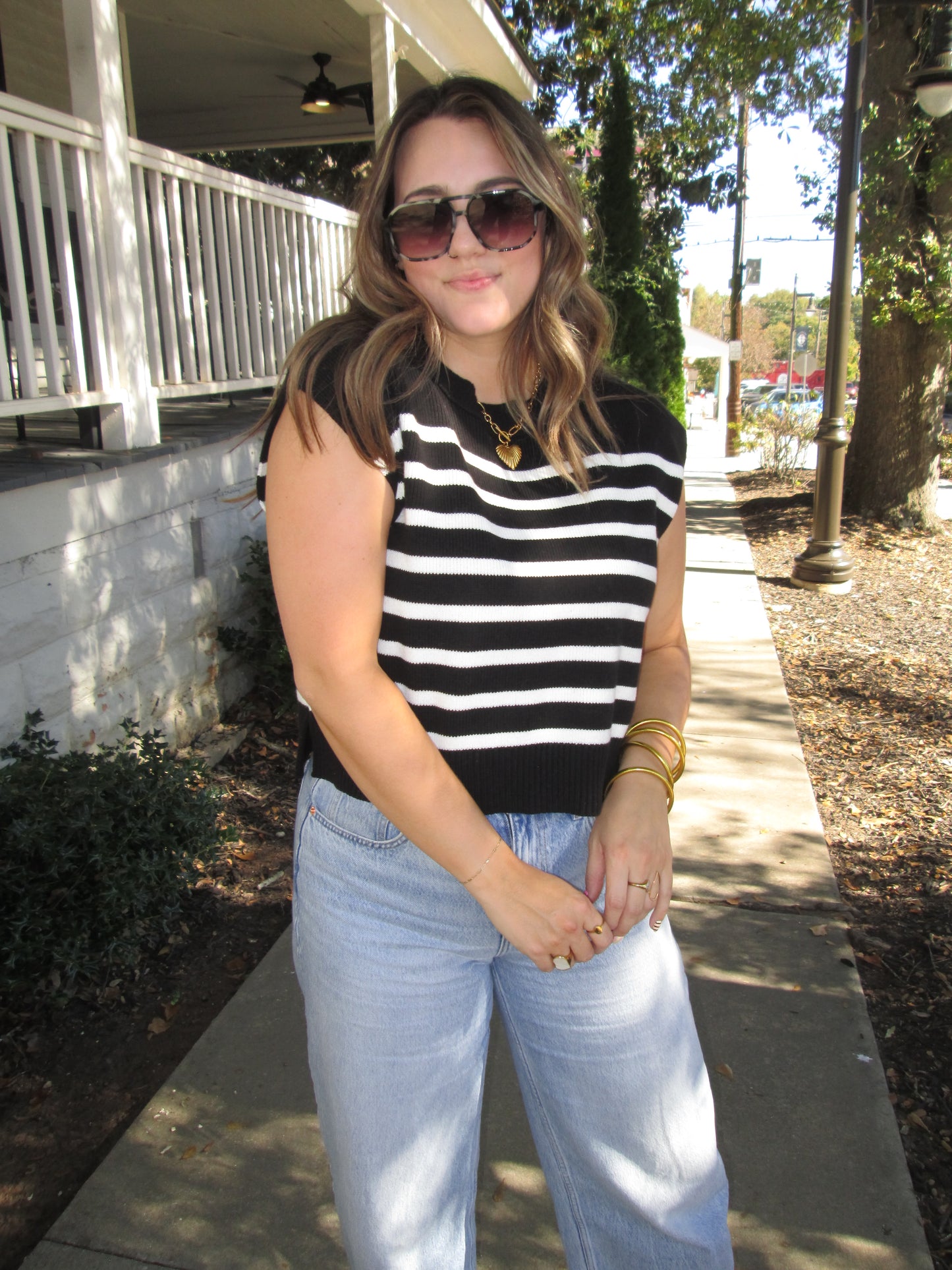 The Knit & Stripe Short Sleeve Sweater LAST CHANCE SALE