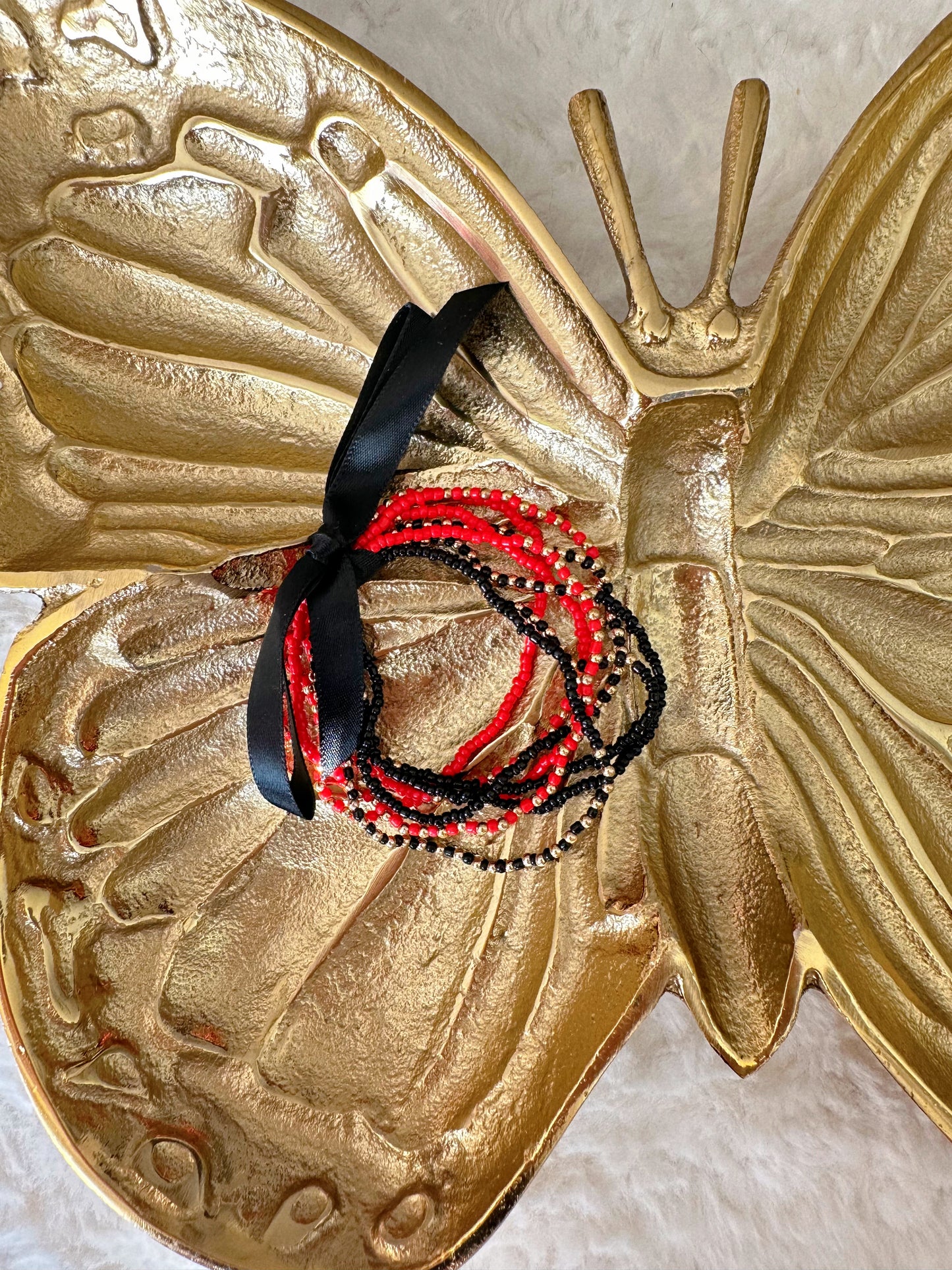 Run The Dang Ball Red & Black Bracelet Stack
