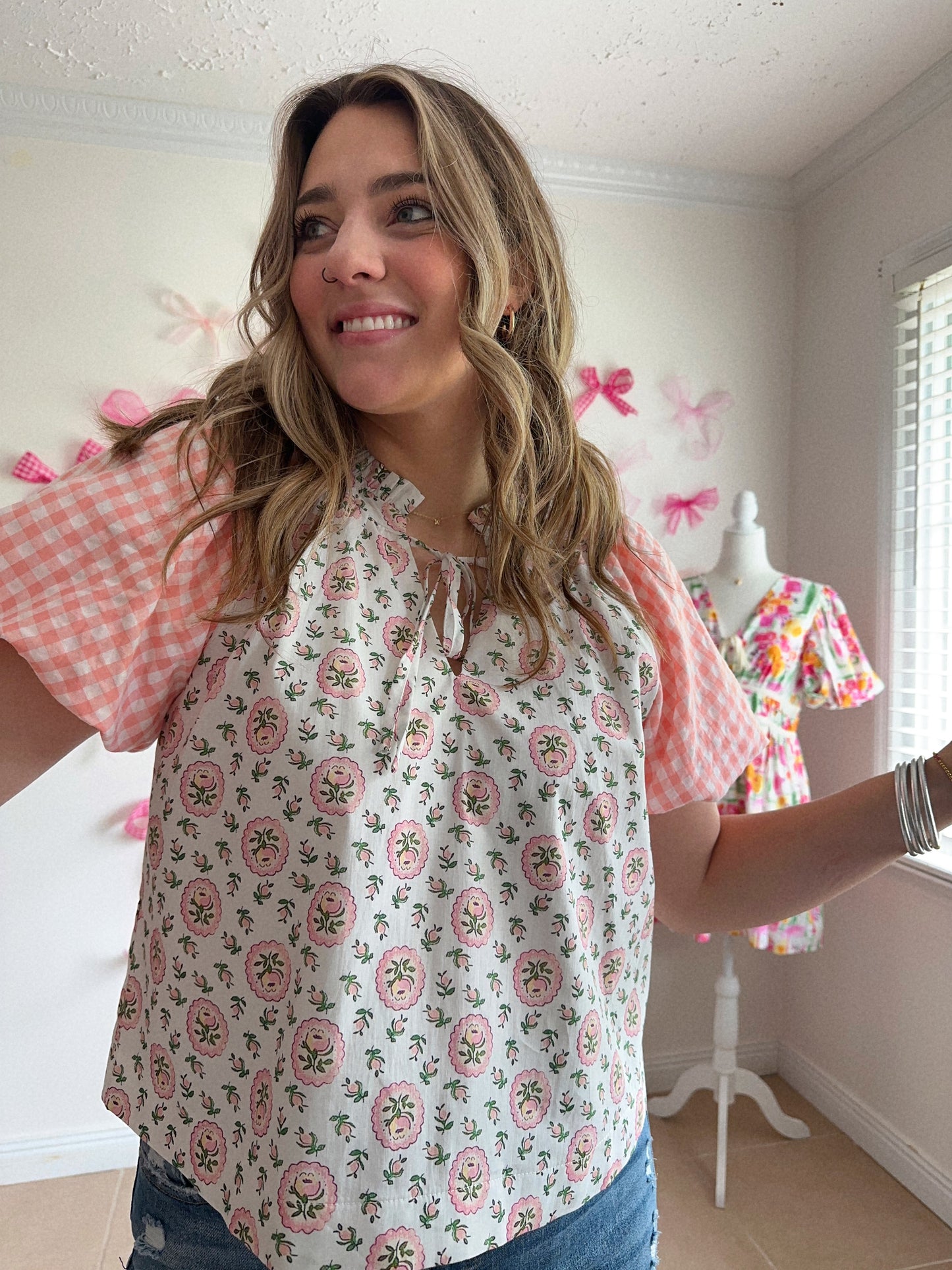 The Marigold Gingham + Floral Blouse