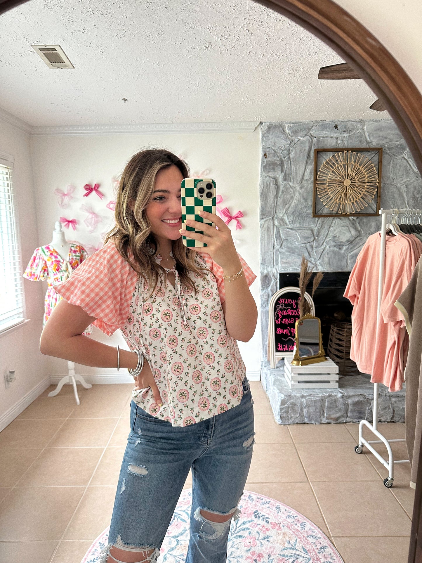 The Marigold Gingham + Floral Blouse