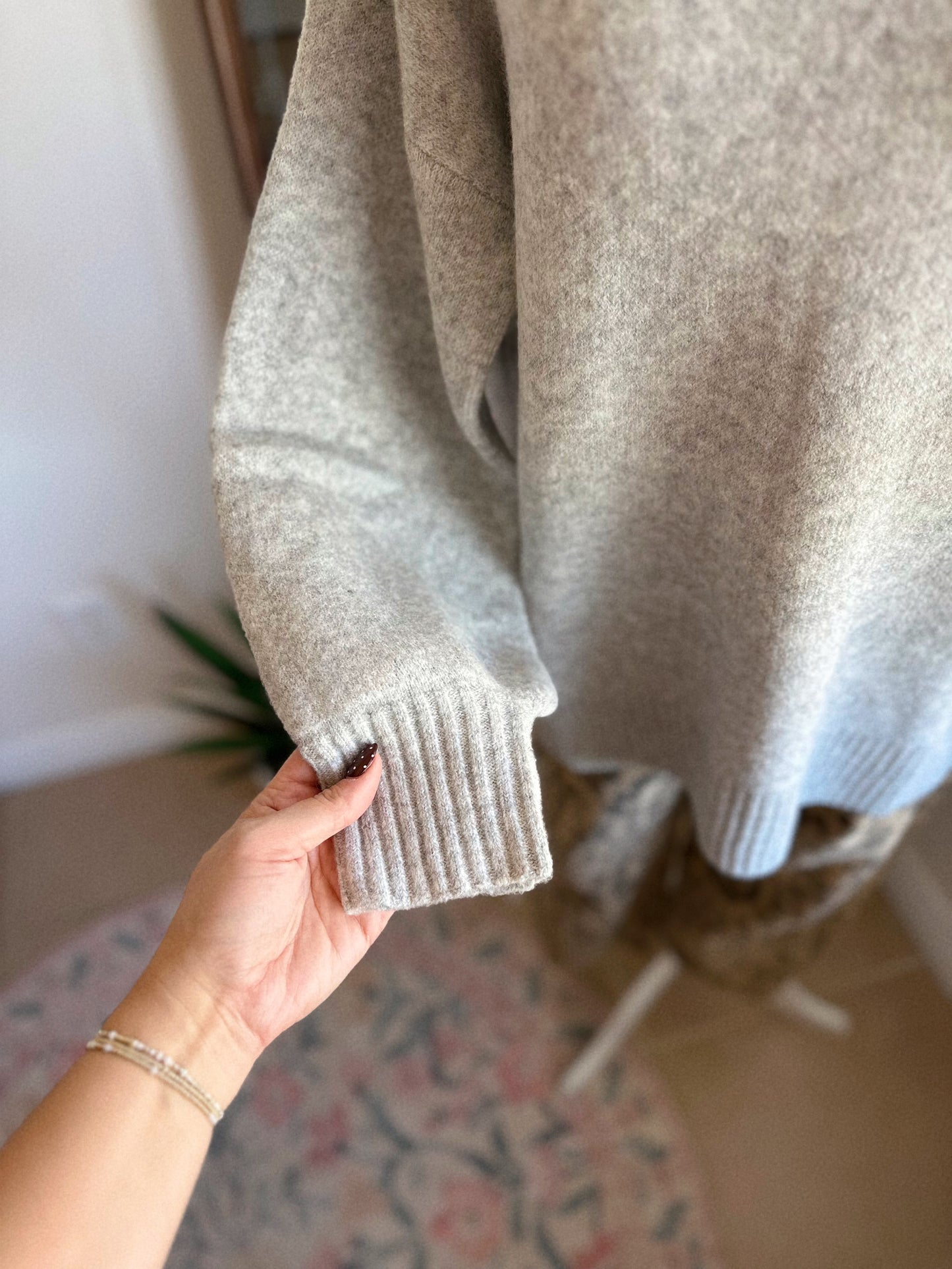 Dreaming Of Cozy Weather Heather Gray Mock Neck Sweater LAST CHANCE