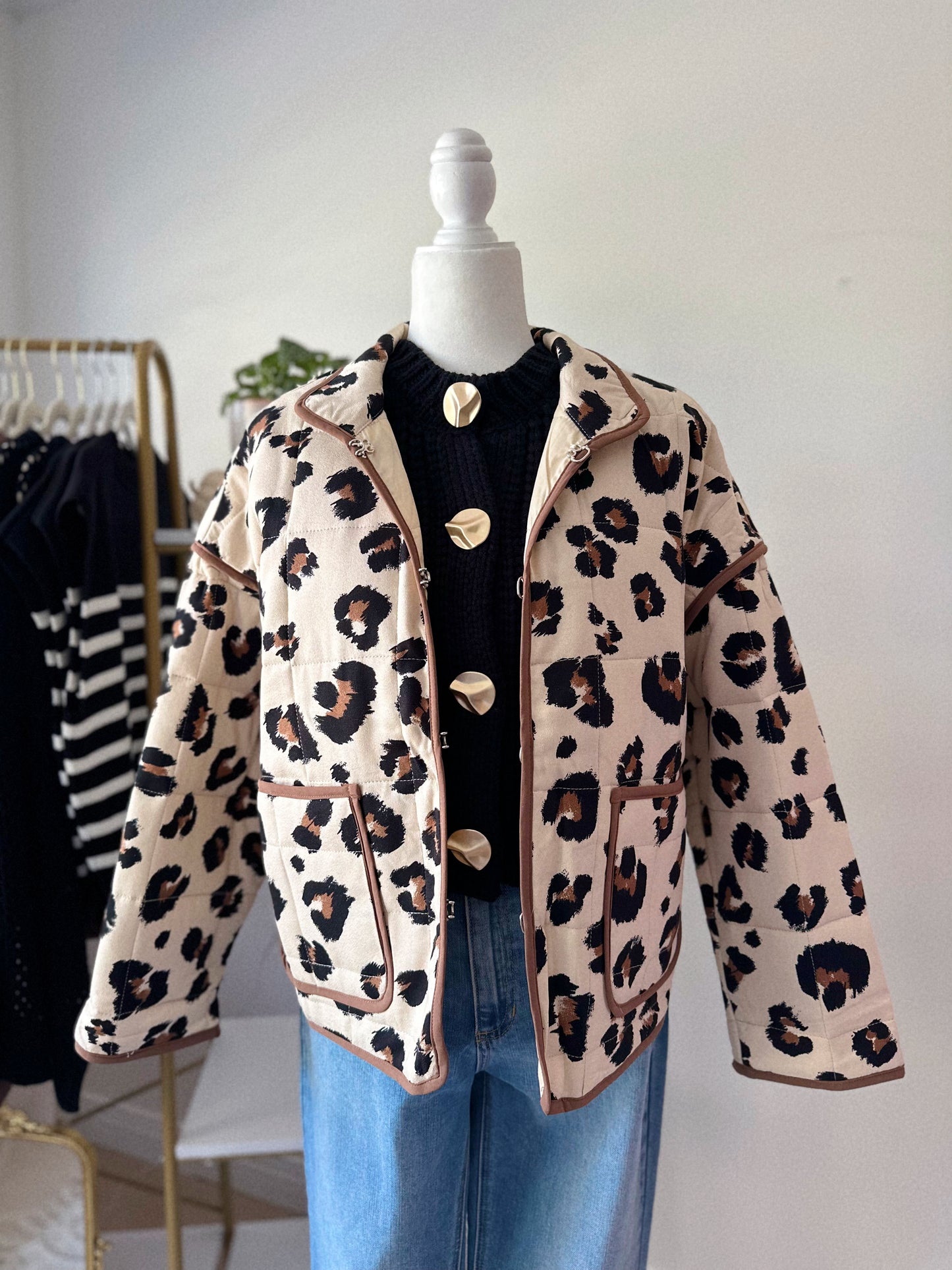 Leopard Layers Quilted Jacket