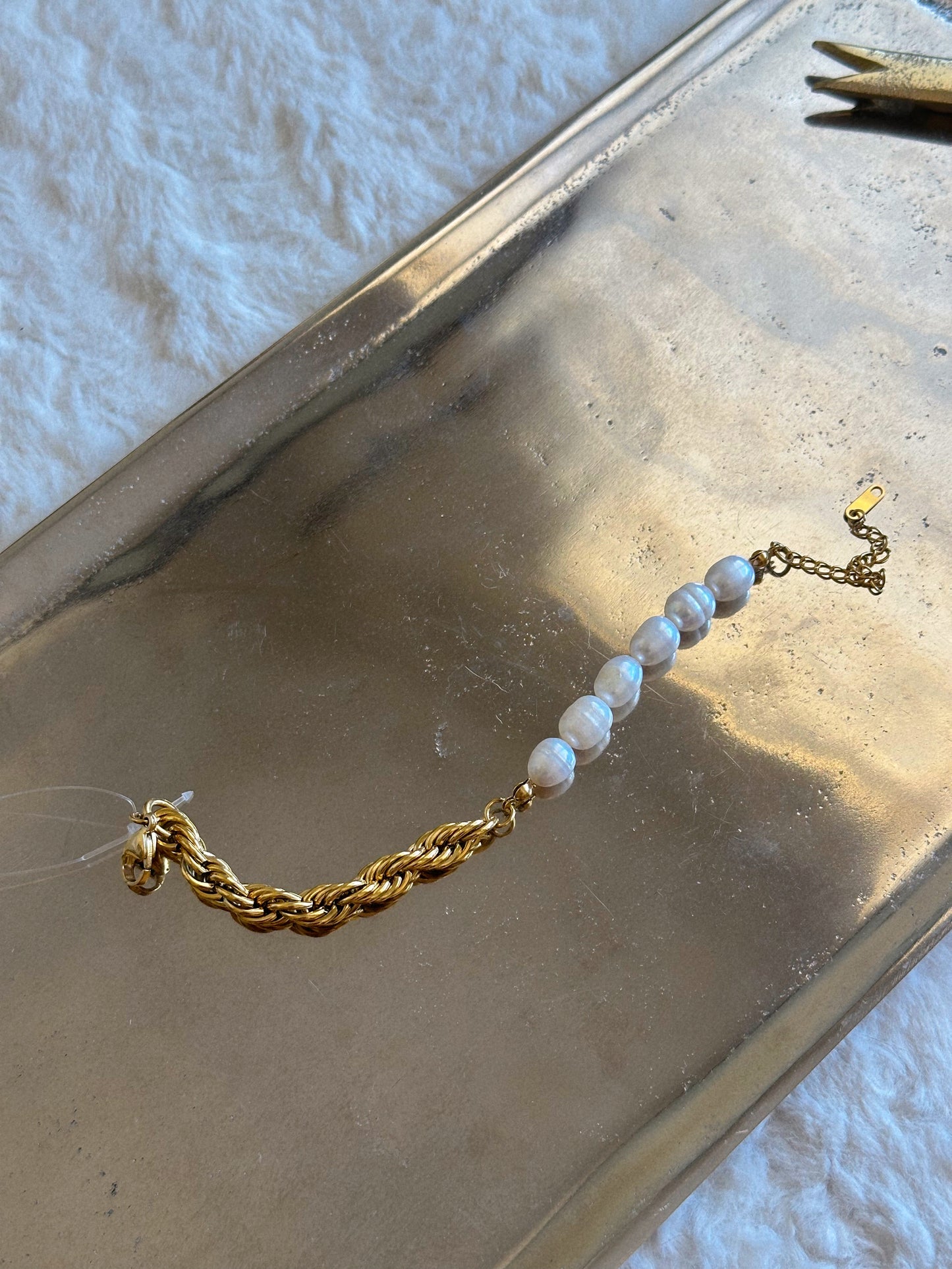 The Dreamiest Pearl + Gold Linked Bracelet