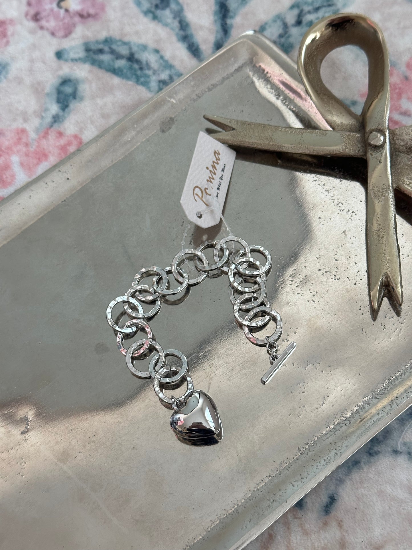 Lovely Links Silver Heart Tassel Bracelet