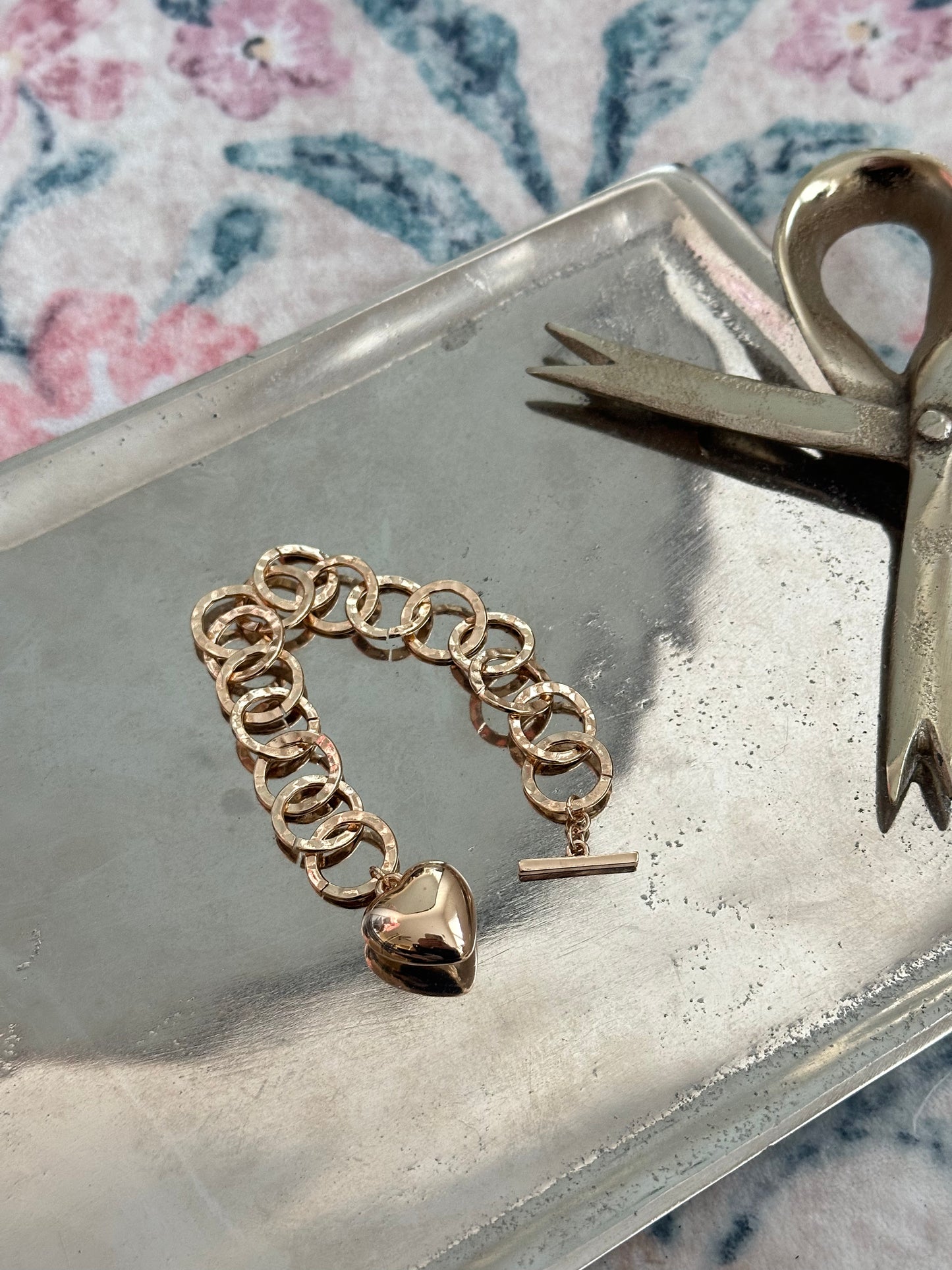 Lovely Links Gold Heart Tassel Bracelet