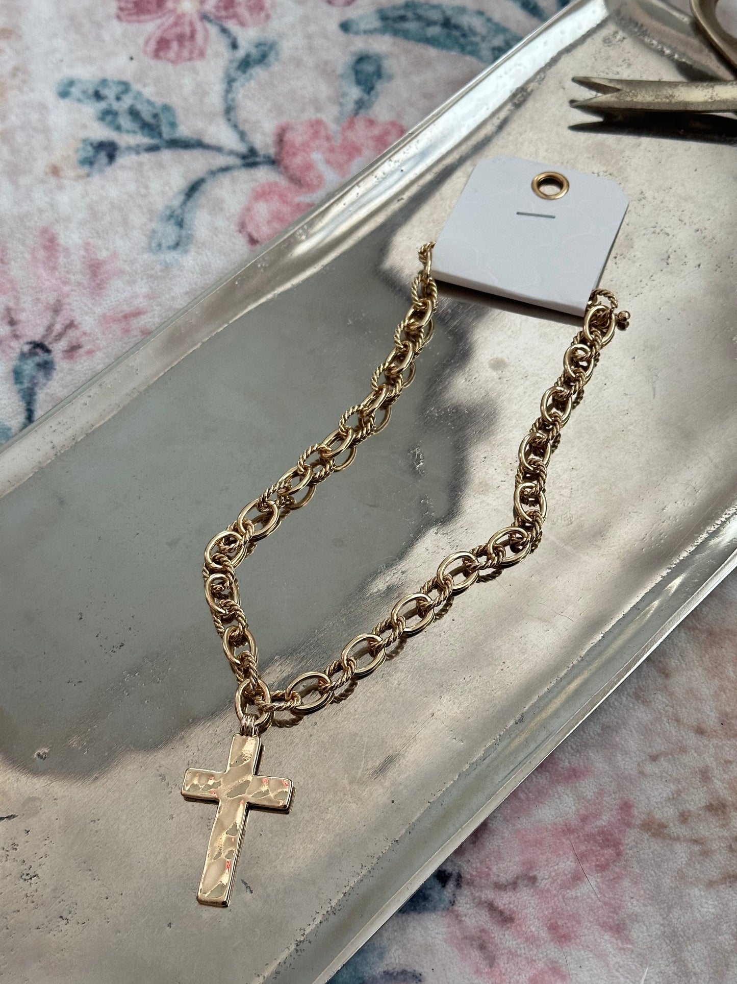 Gold Cross Statement Necklace