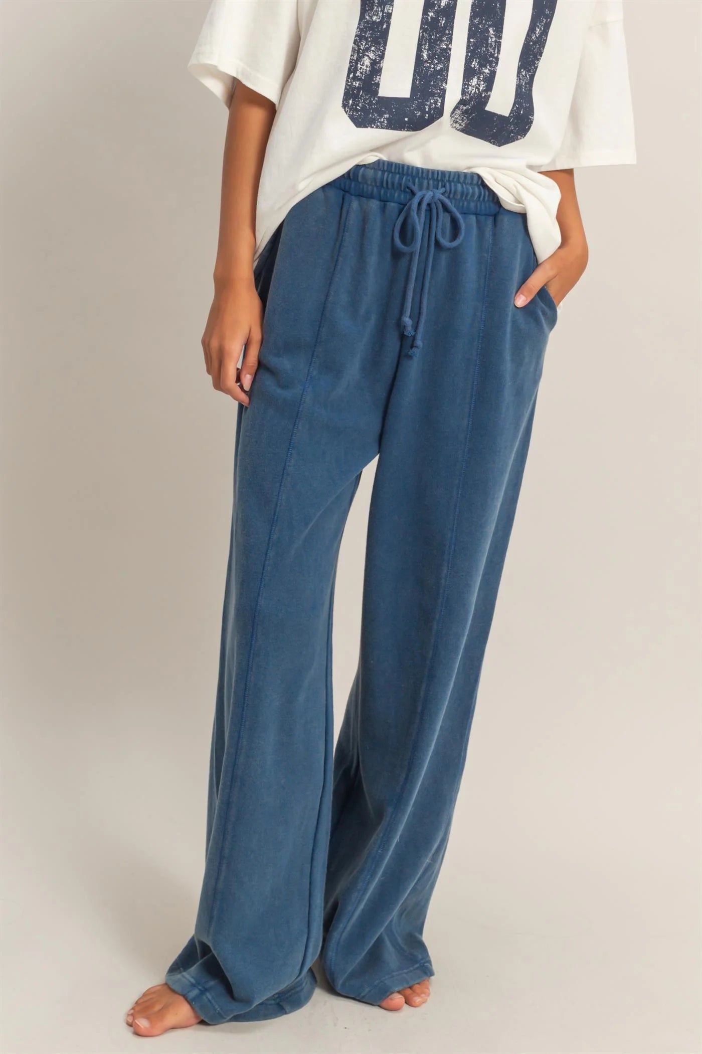 Blueberry Bliss Acid Wash Navy Blue Lounge Pants