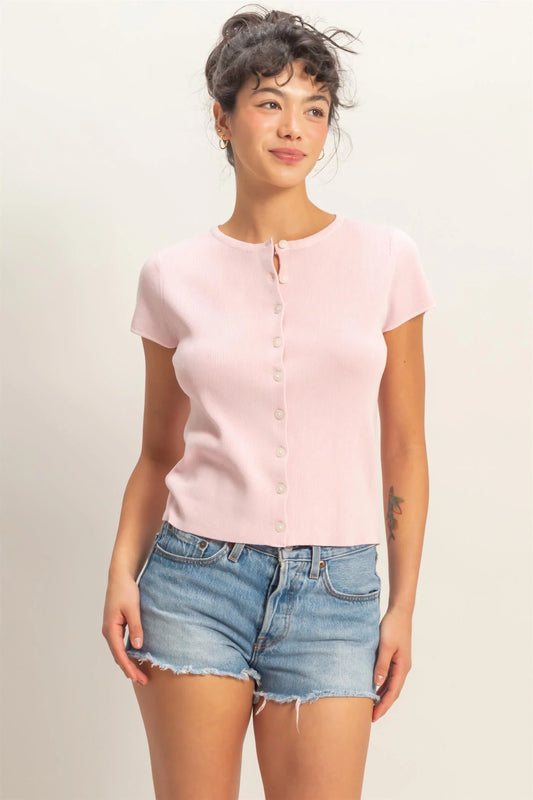 Sugarplum Soft Pink Short Sleeve Knit Top