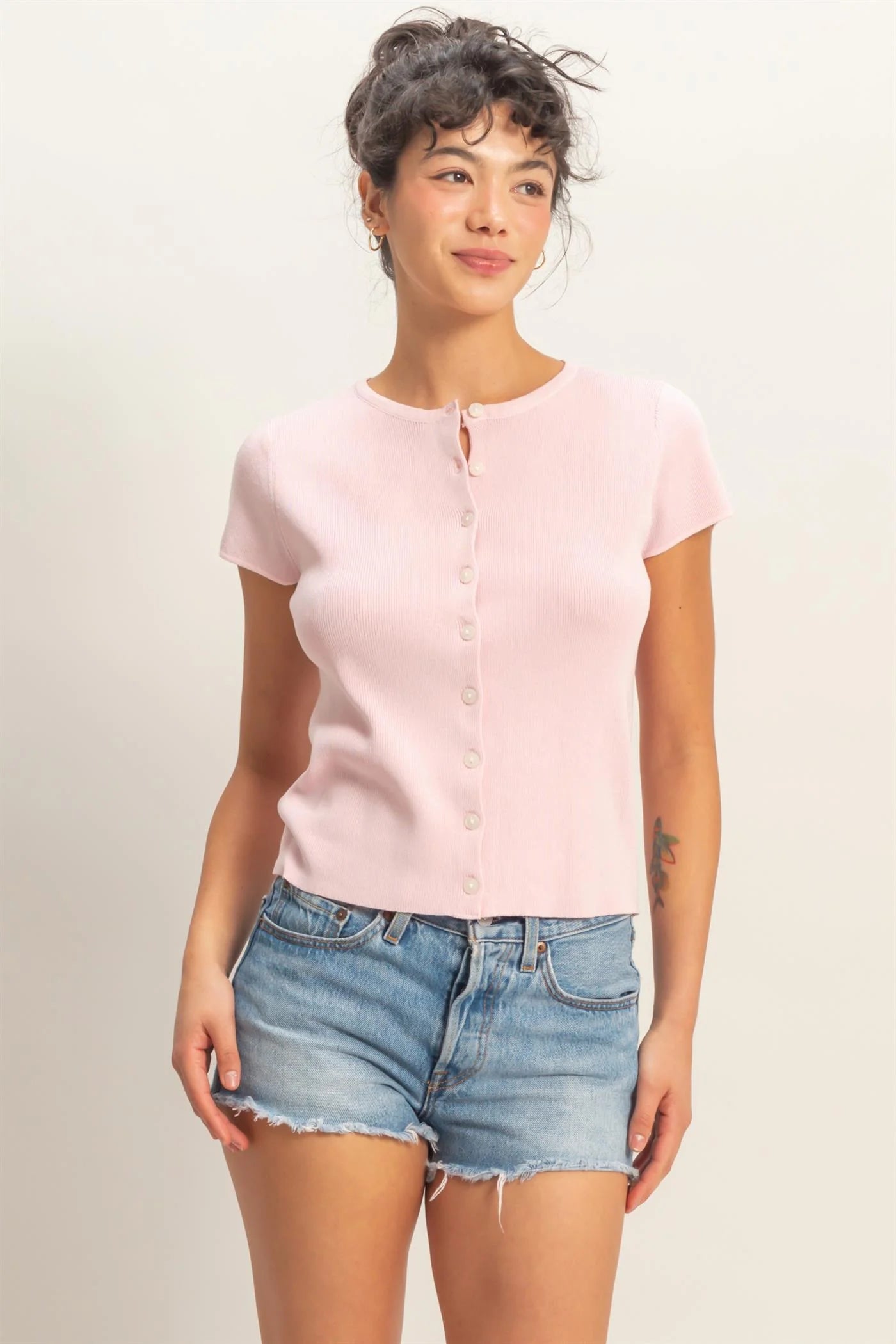 Sugarplum Soft Pink Short Sleeve Knit Top