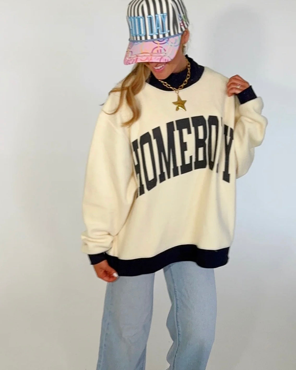 Reversible Polka Dot Mockneck "Homebody" Sweatshirt