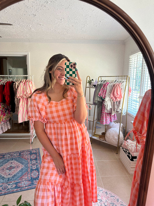 Picnic In Positano Checkered Midi Dress