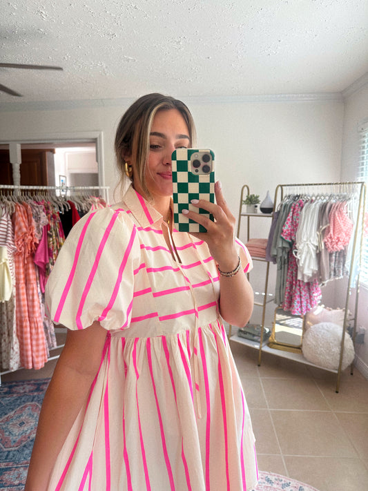 Strolling Through Seaside Striped Mini Dress