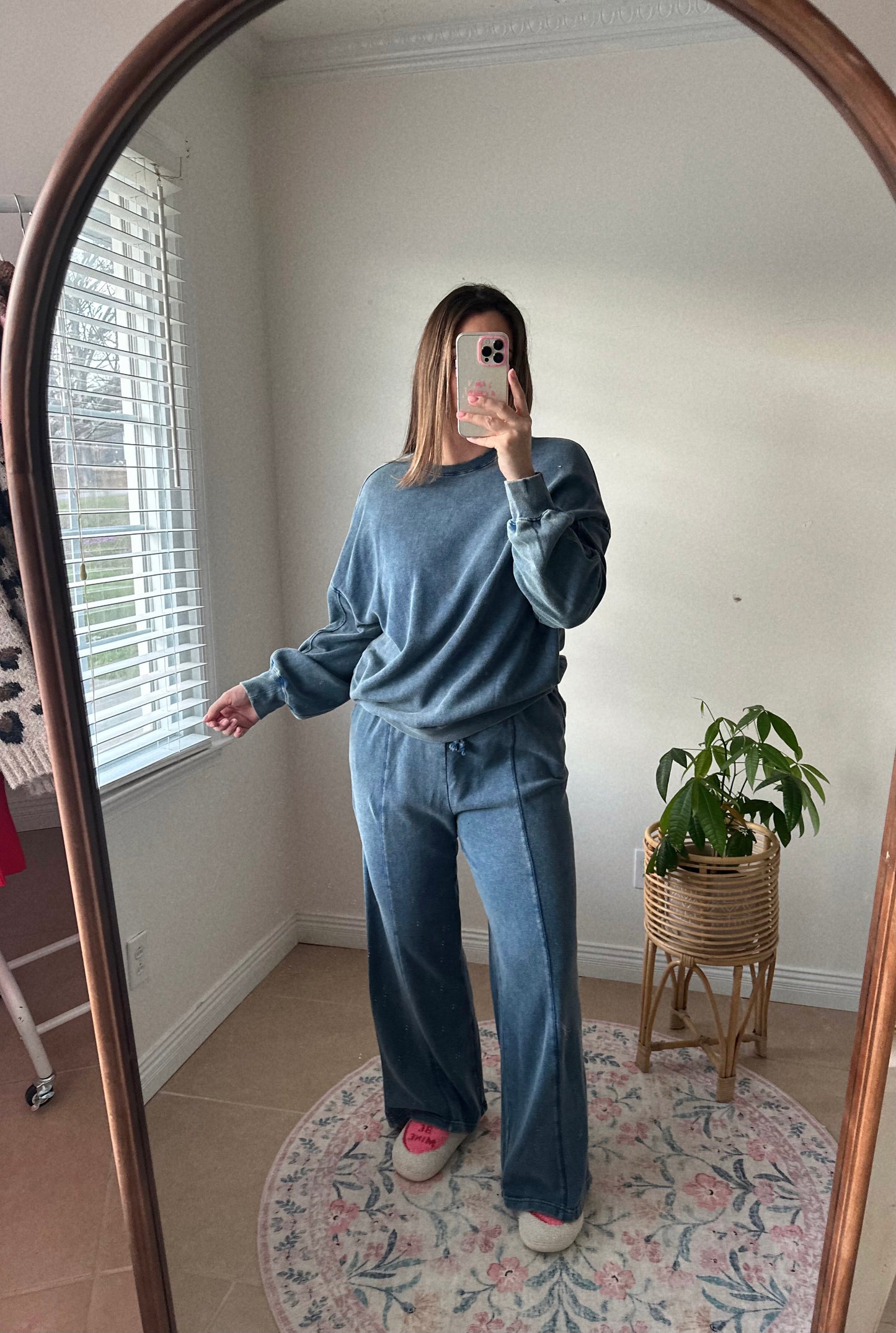 Blueberry Bliss Acid Wash Navy Blue Lounge Pants