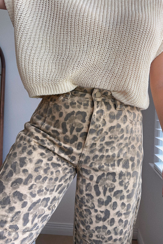 On Trend Leopard Print Barrel Pants