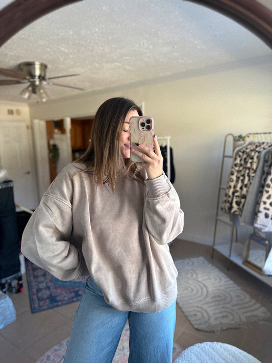 Curvy Neutral Moment Oversized Ash Mocha Sweatshirt